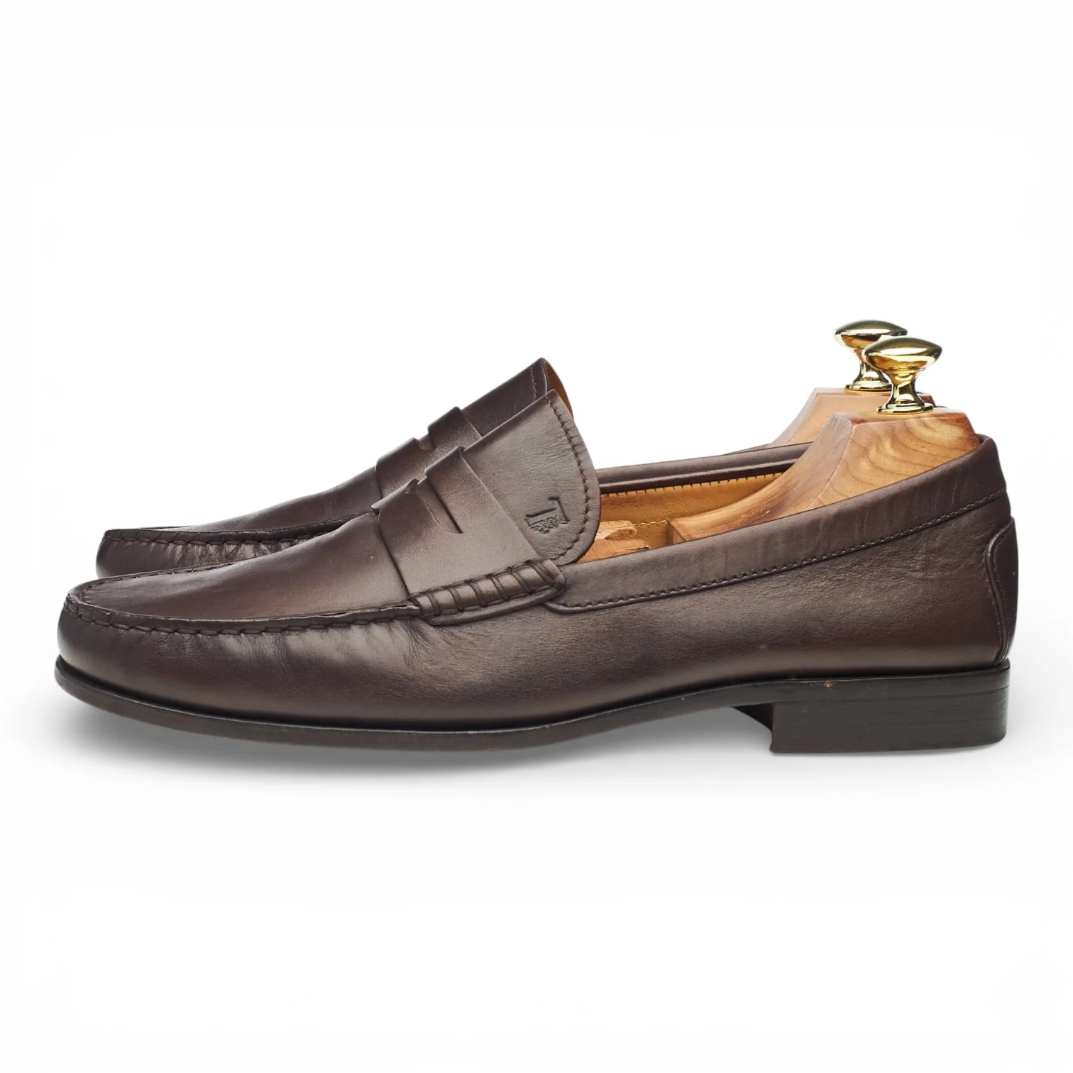 Dark Brown Leather Loafers UK 7.5 - Image 3