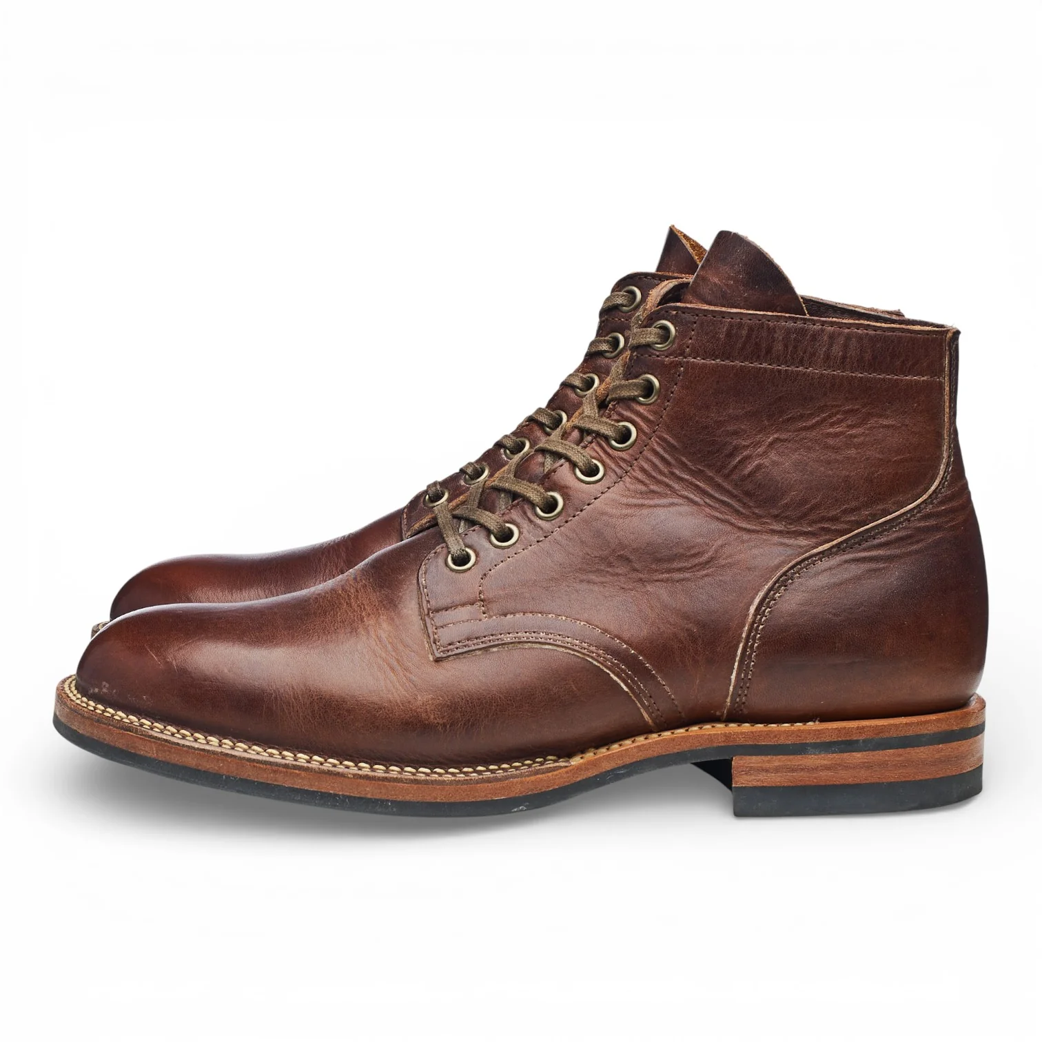 Dark Brown Leather Service Boots UK 7 - Image 3