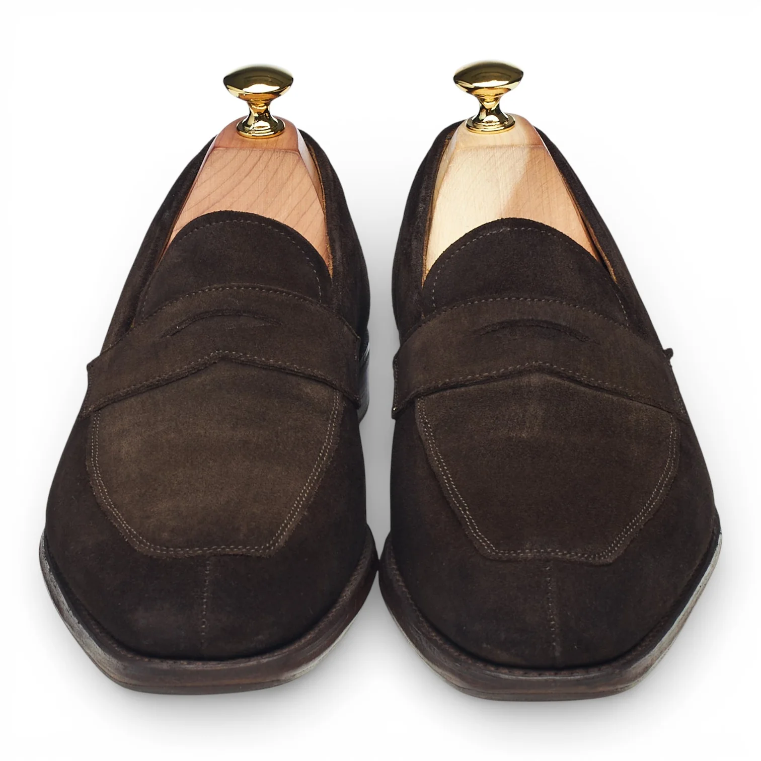 Dark Brown Suede Split Toe Loafers UK 7 E - Image 2