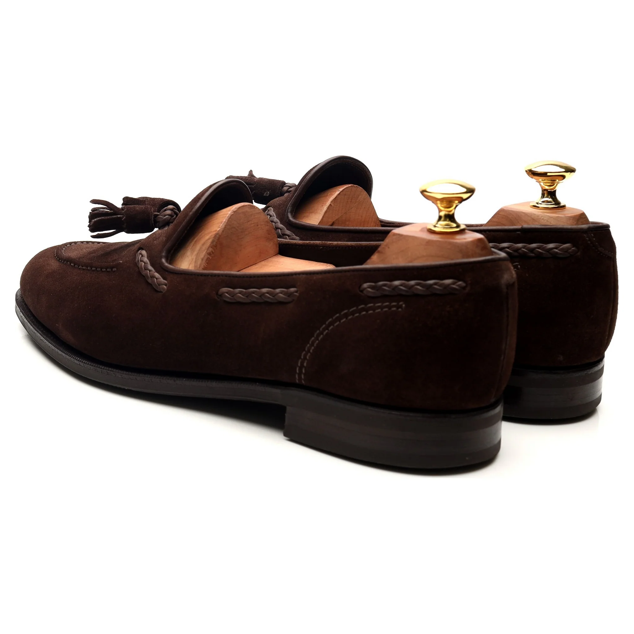 Dark Brown Suede Unlined Tassel Loafers UK 9 E - Image 3