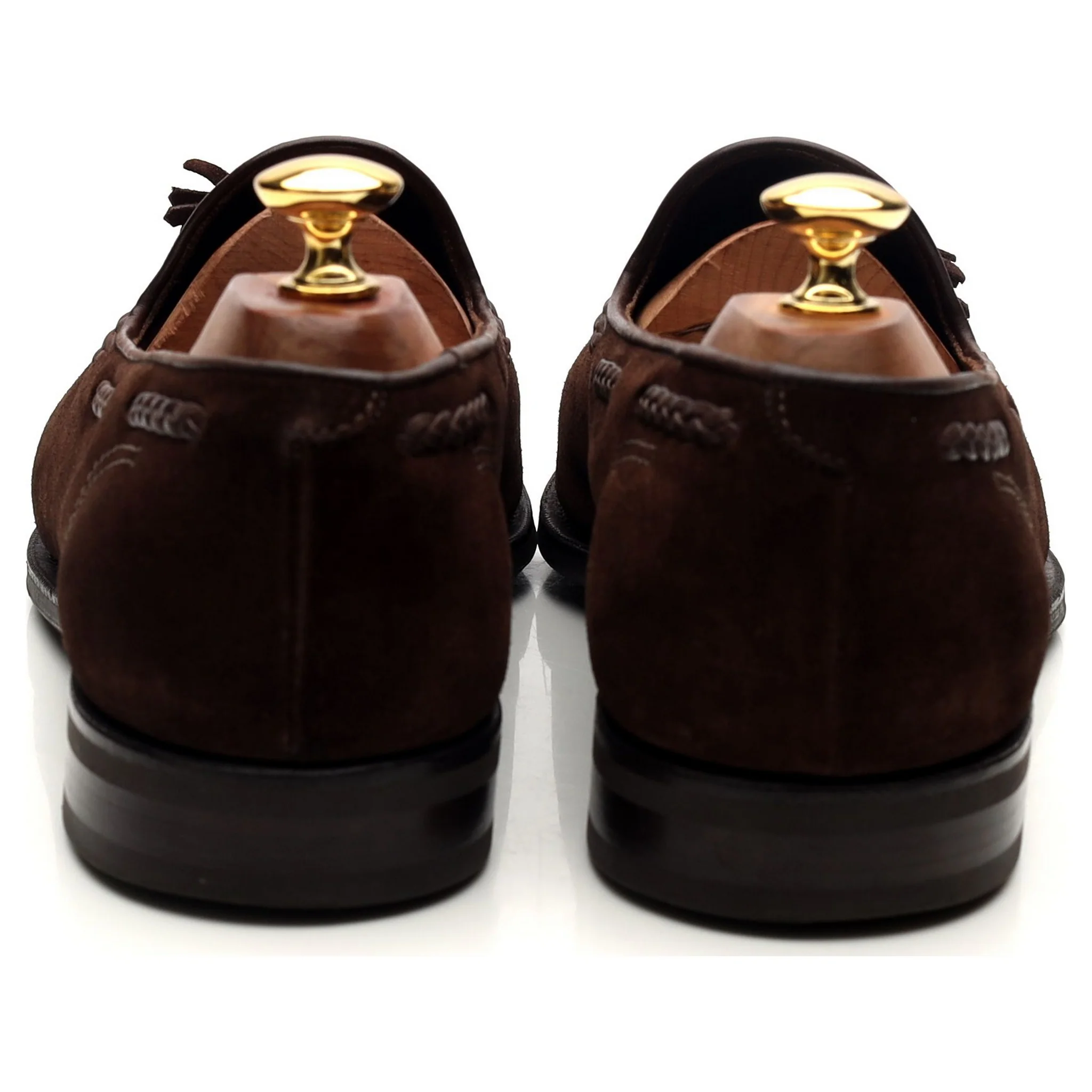 Dark Brown Suede Unlined Tassel Loafers UK 9 E - Image 4