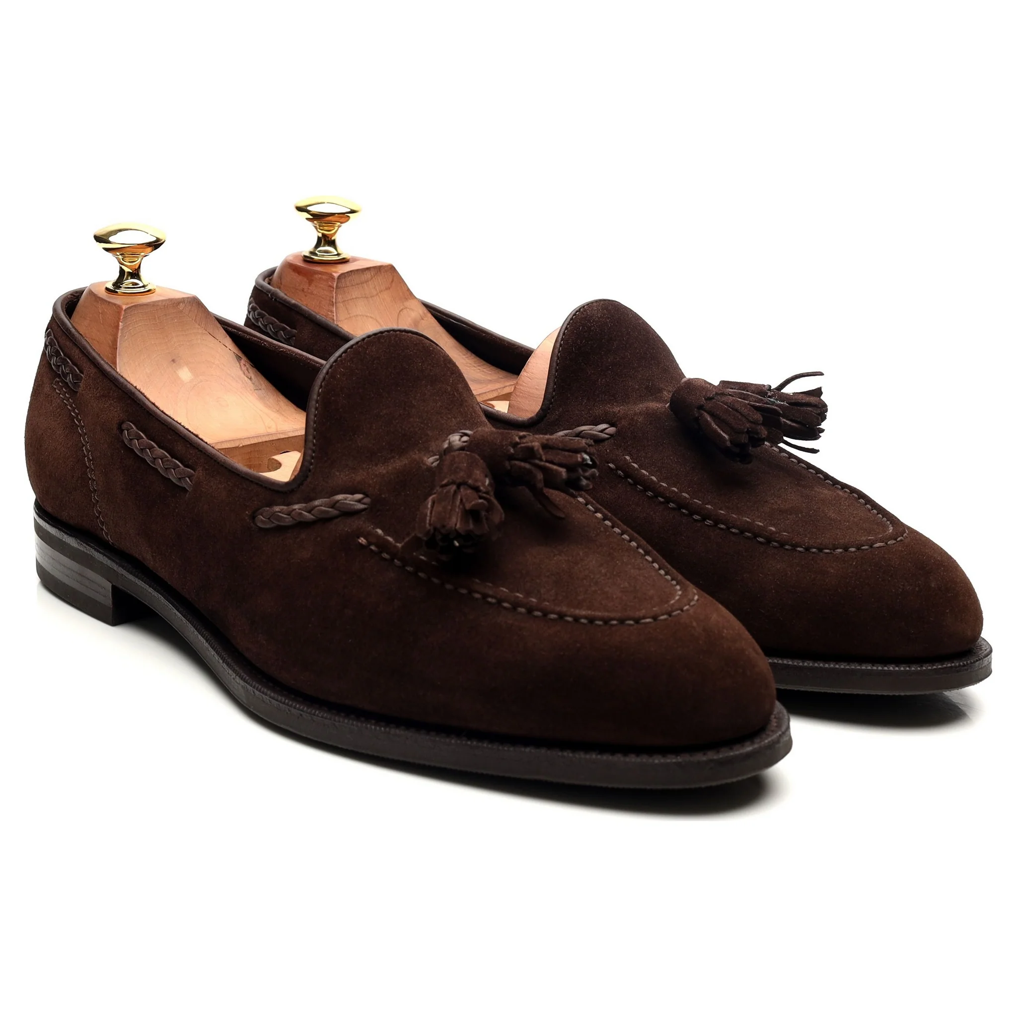 Dark Brown Suede Unlined Tassel Loafers UK 9 E - Image 7