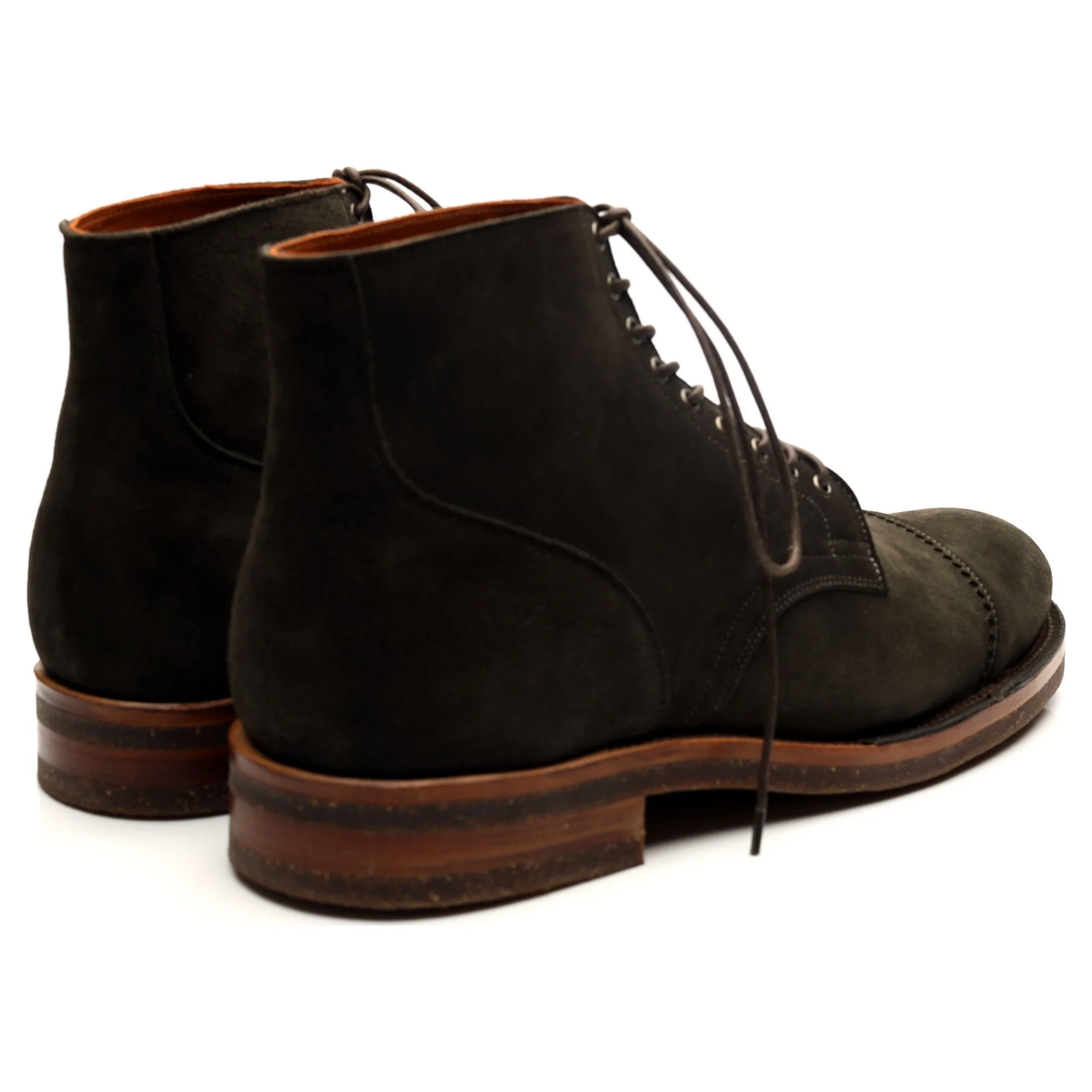 Dark Green Suede Service Boots UK 10 E - Image 5