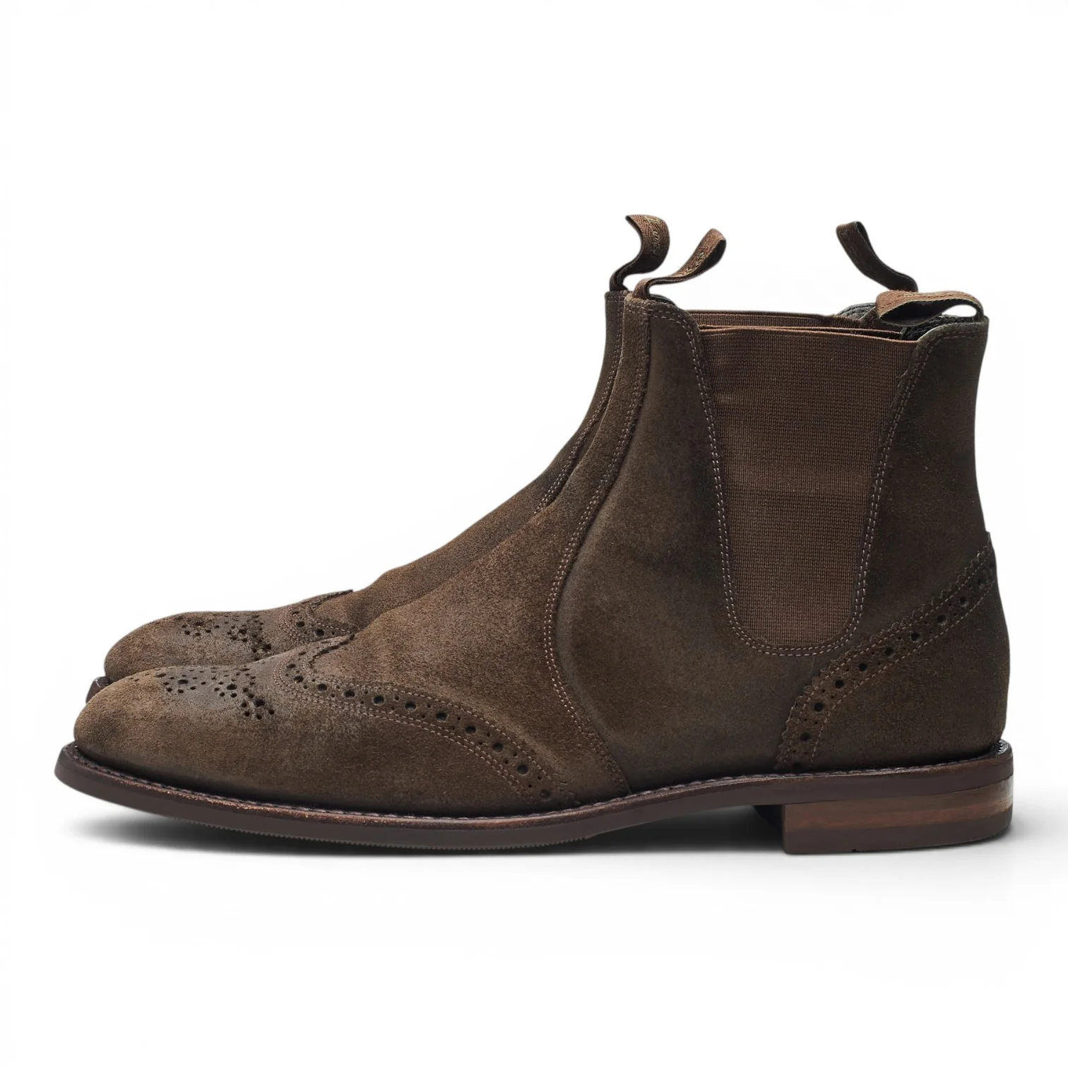 Design 'Hoskins' Dark Brown Waxed Suede Chelsea Boots UK 9 F - Image 3