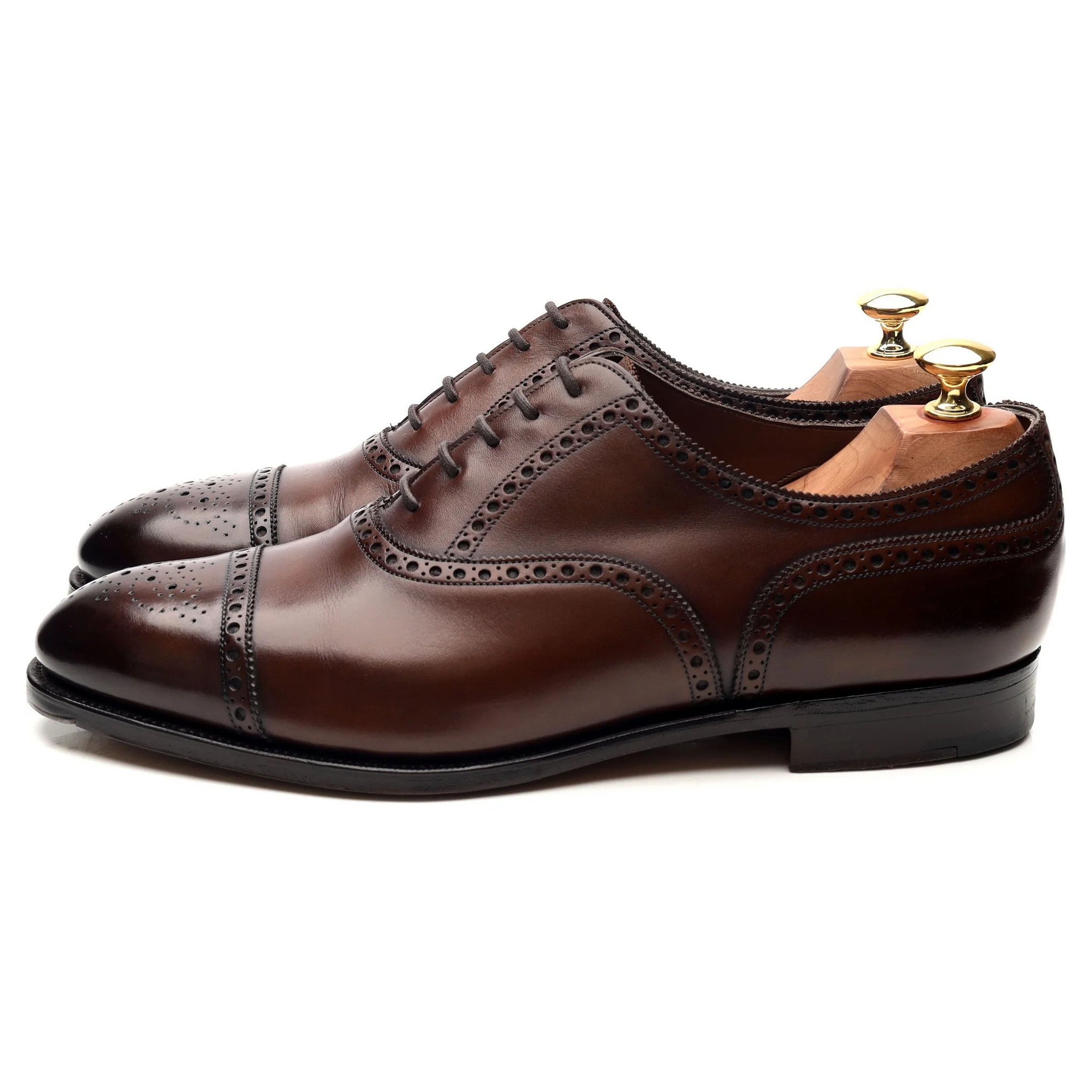'Cadogan' Dark Brown Leather Oxford Semi Brogues UK 9 E - Image 2