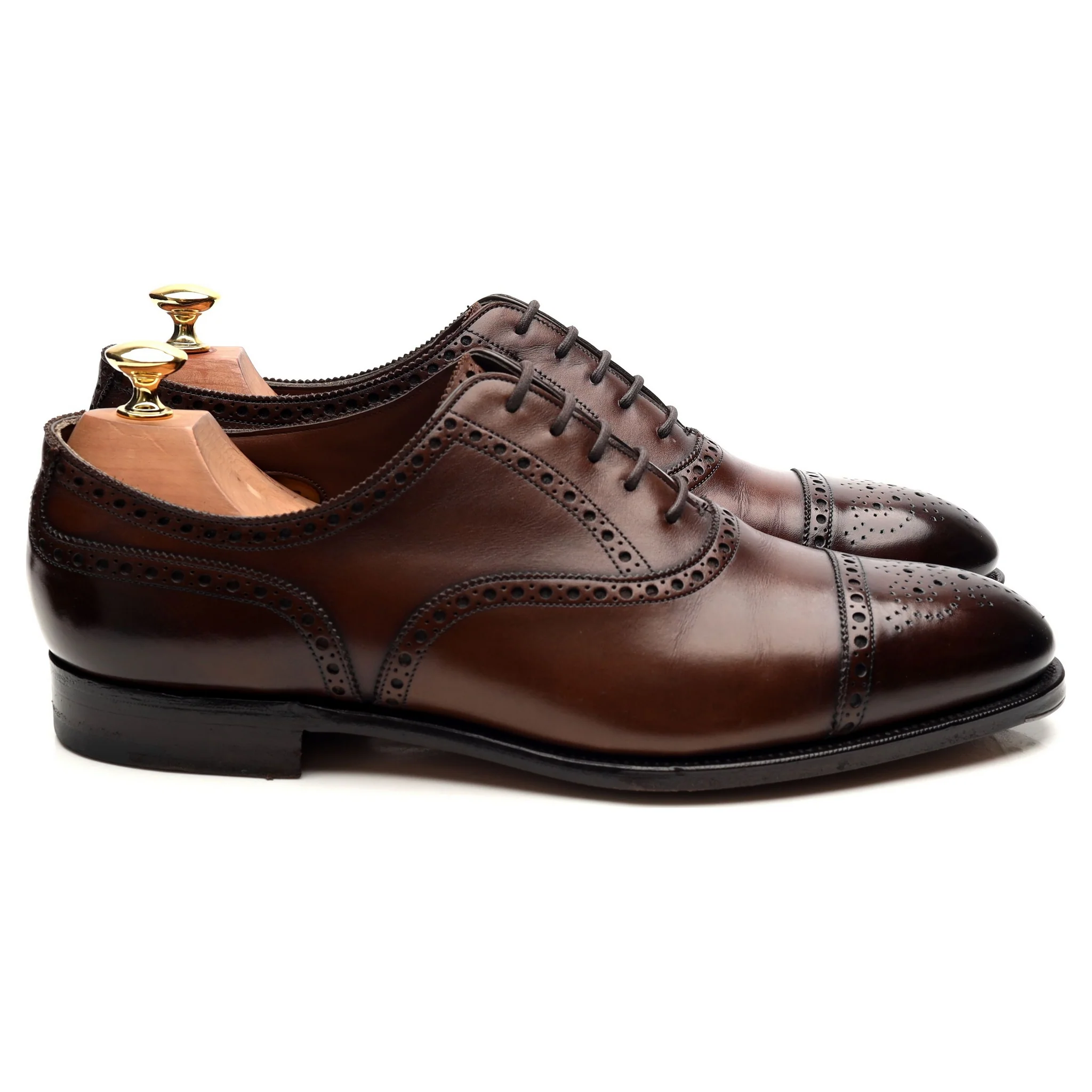 'Cadogan' Dark Brown Leather Oxford Semi Brogues UK 9 E - Image 6