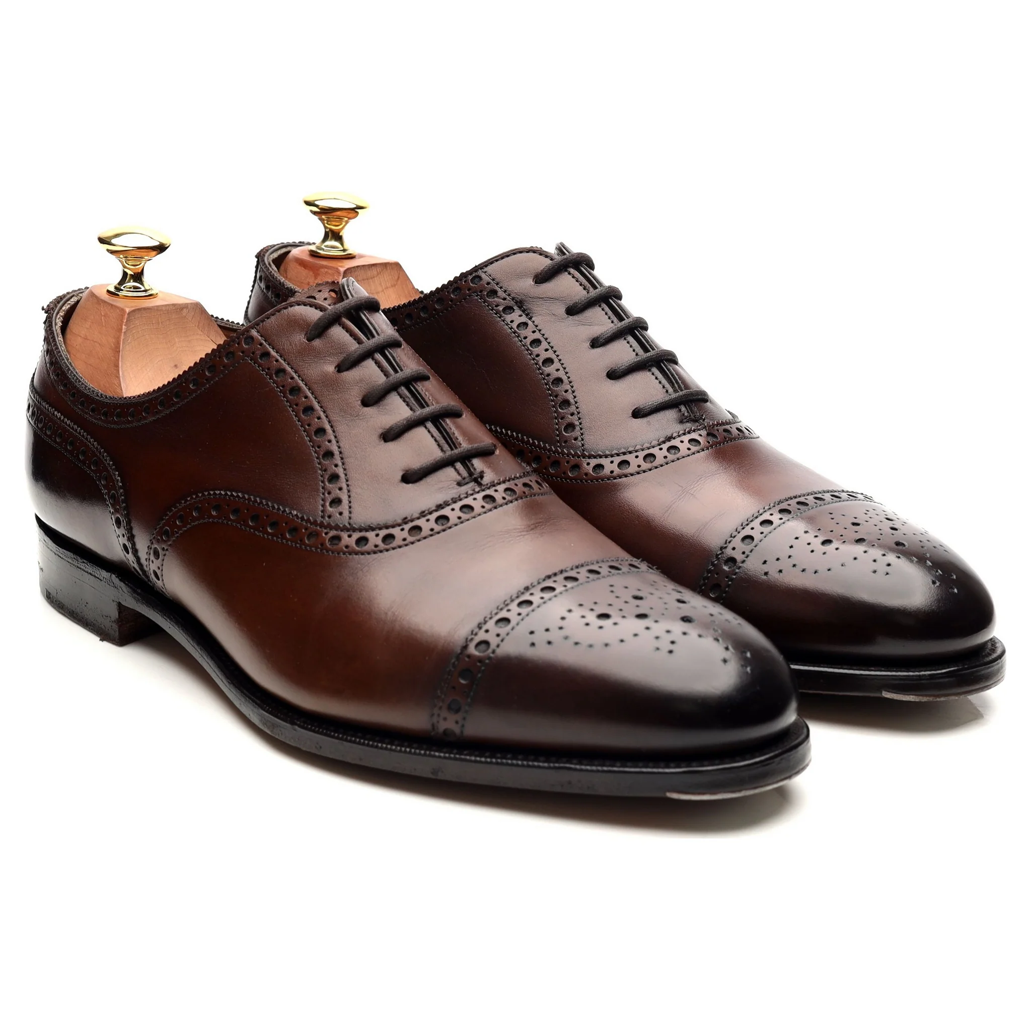 'Cadogan' Dark Brown Leather Oxford Semi Brogues UK 9 E - Image 7