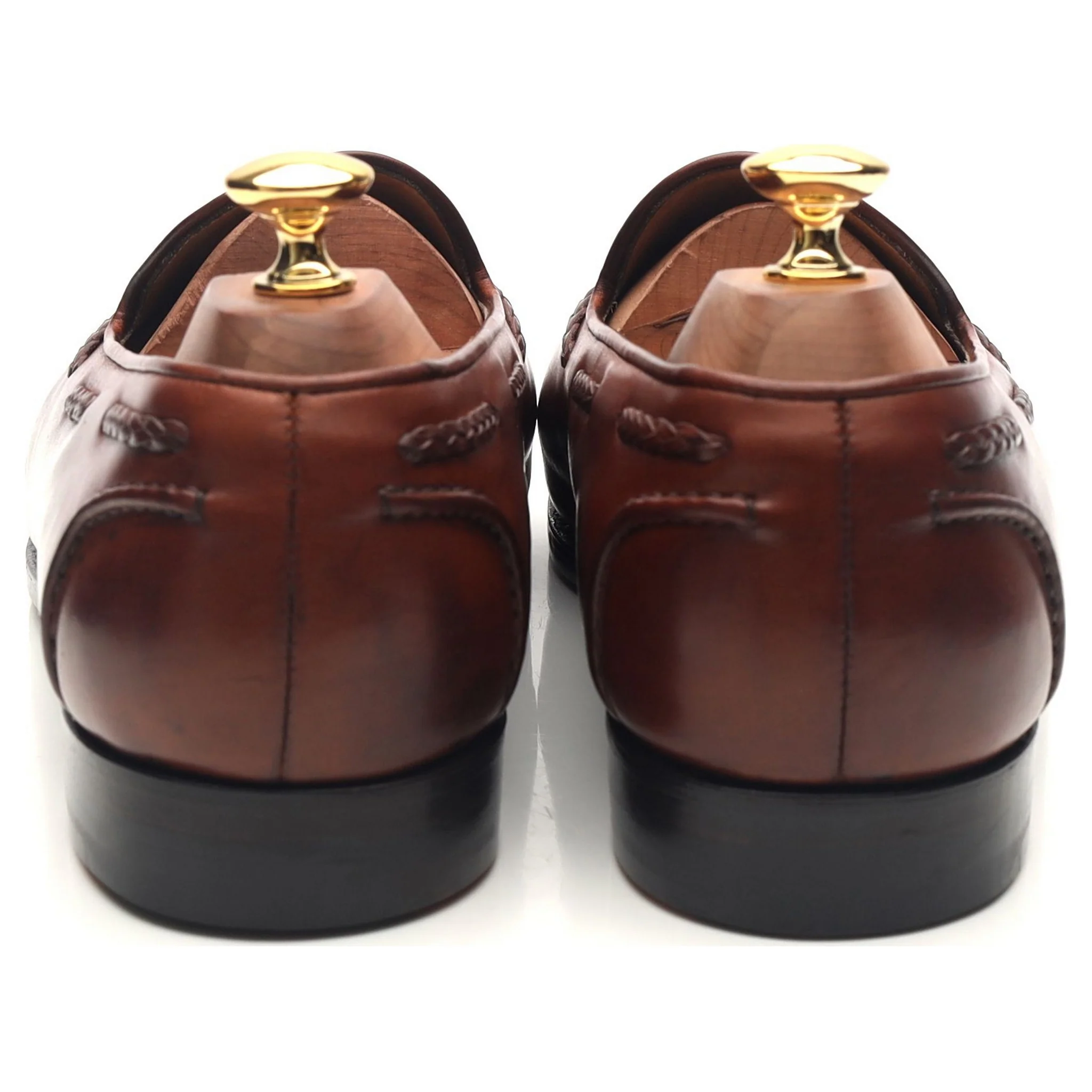 'Belgravia' Tan Brown Leather Tassel Loafers UK 9 E - Image 4