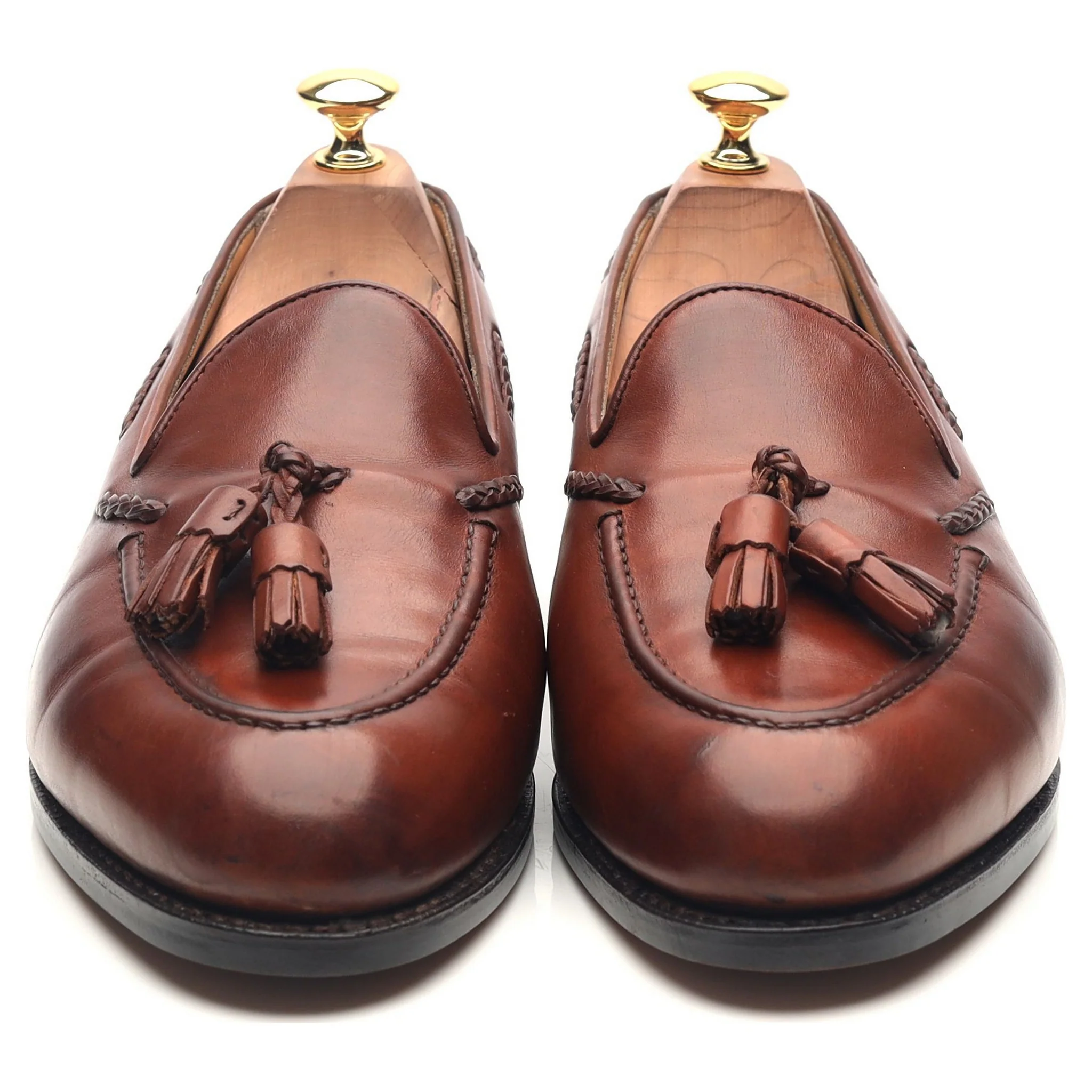 'Belgravia' Tan Brown Leather Tassel Loafers UK 9 E - Image 8