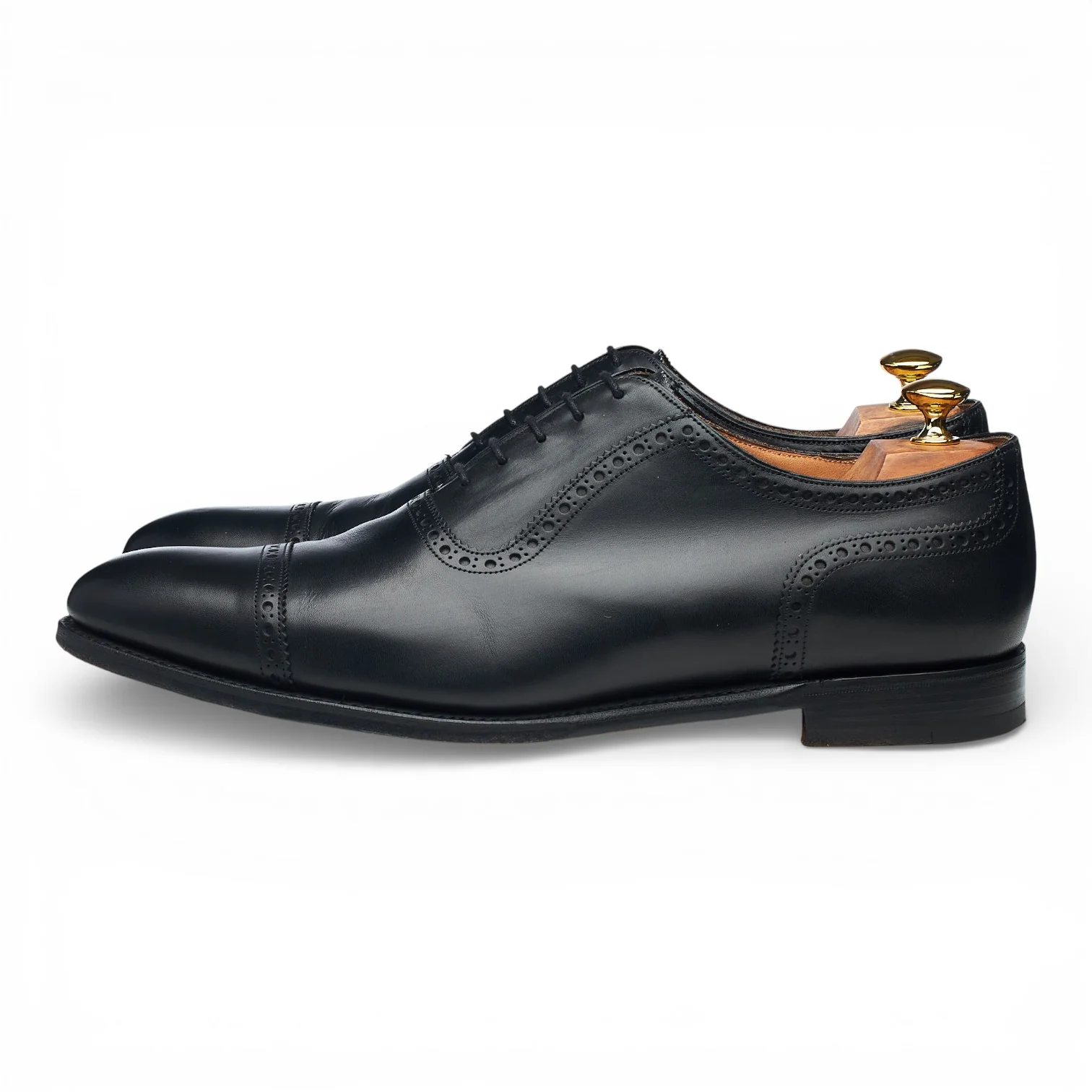 'Fenchurch' Black Leather Oxford Semi Brogues UK 11 F - Image 3