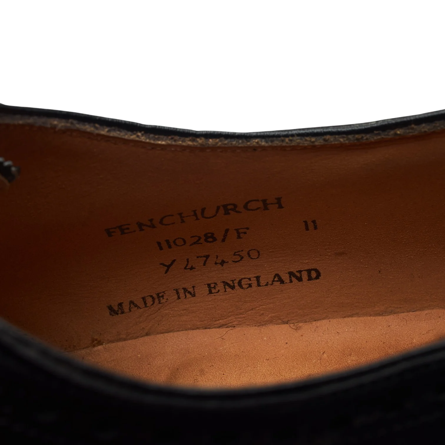 'Fenchurch' Black Leather Oxford Semi Brogues UK 11 F - Image 7