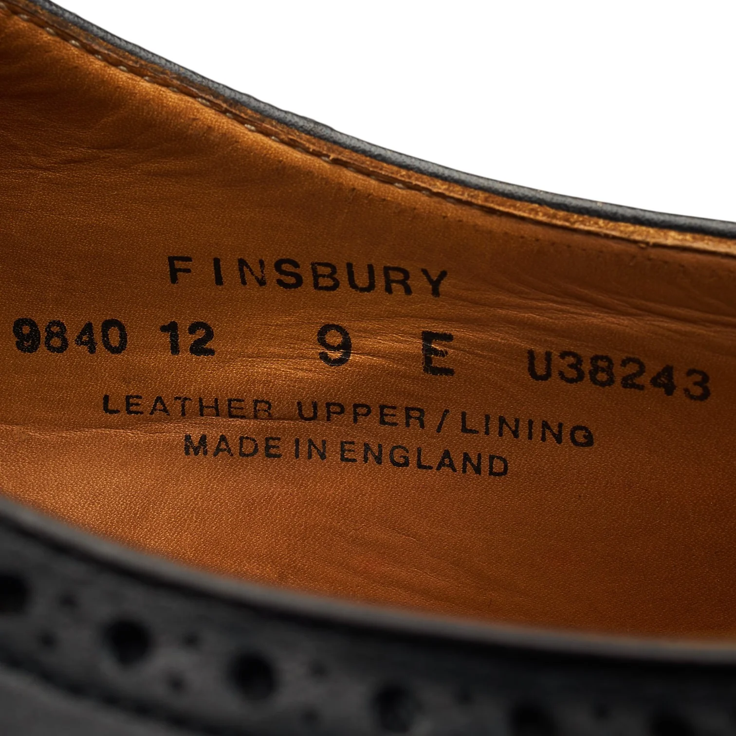 'Finsbury' Black Leather Oxford Brogues UK 9 E - Image 7
