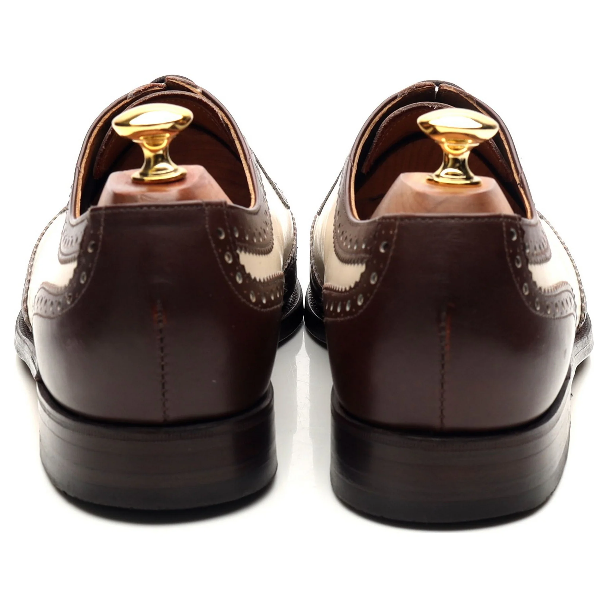 'Fitzgerald' Dark Brown Brown White Leather Spectator Brogues UK 9 FX - Image 4