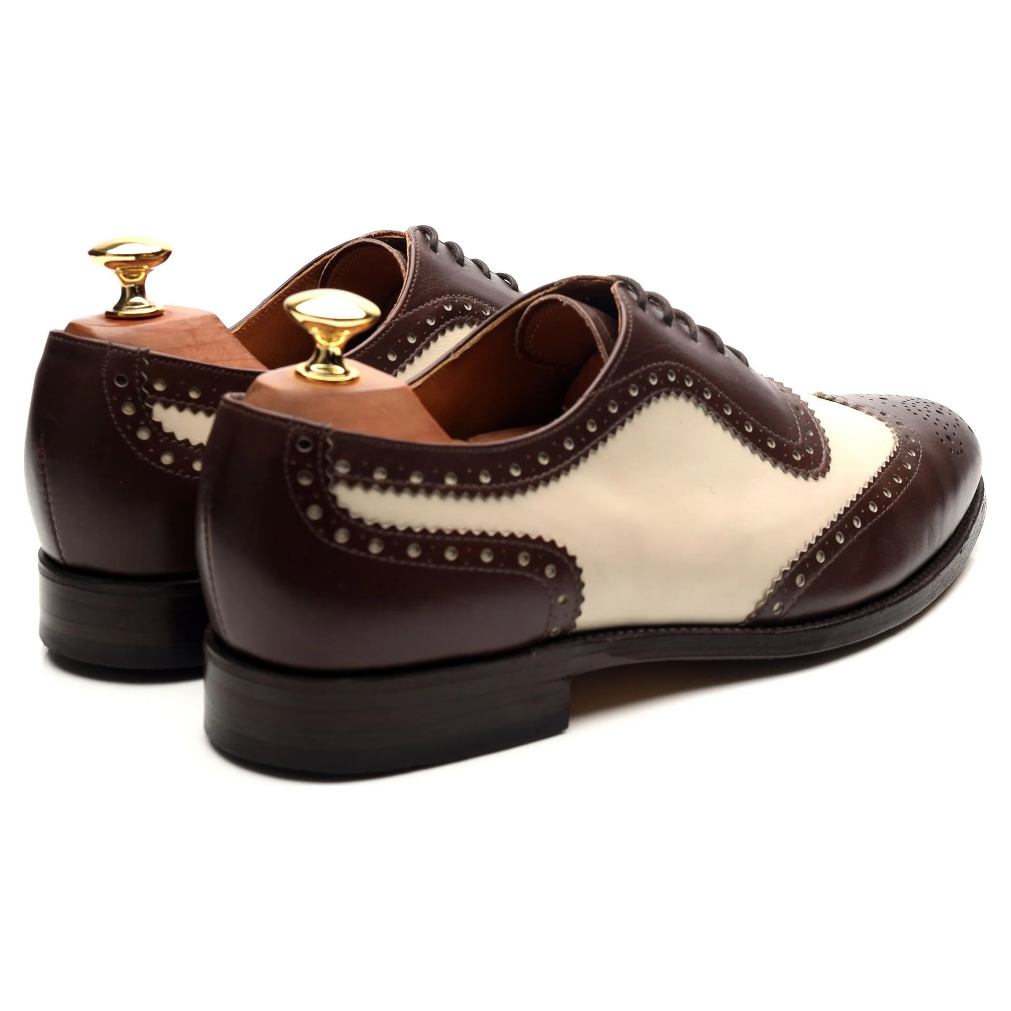'Fitzgerald' Dark Brown Brown White Leather Spectator Brogues UK 9 FX - Image 5