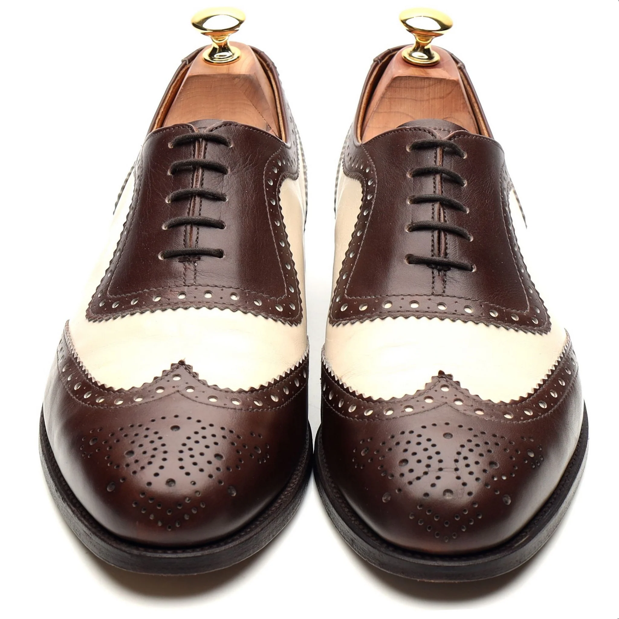 'Fitzgerald' Dark Brown Brown White Leather Spectator Brogues UK 9 FX - Image 9