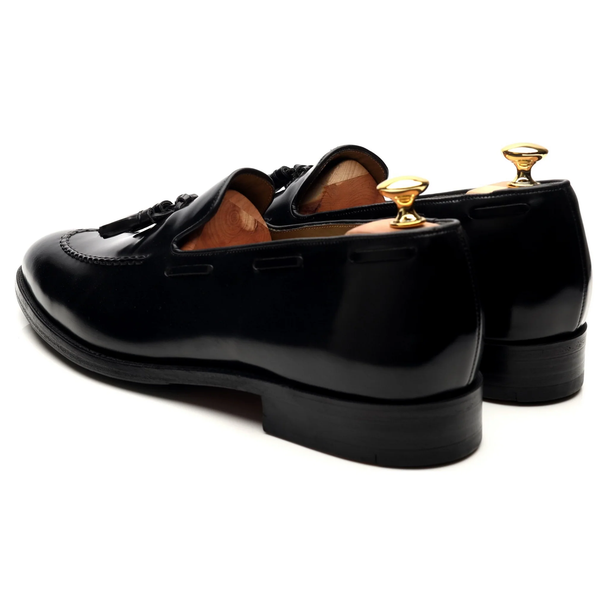 Black Leather Tassel Loafers UK 11.5 - Image 3