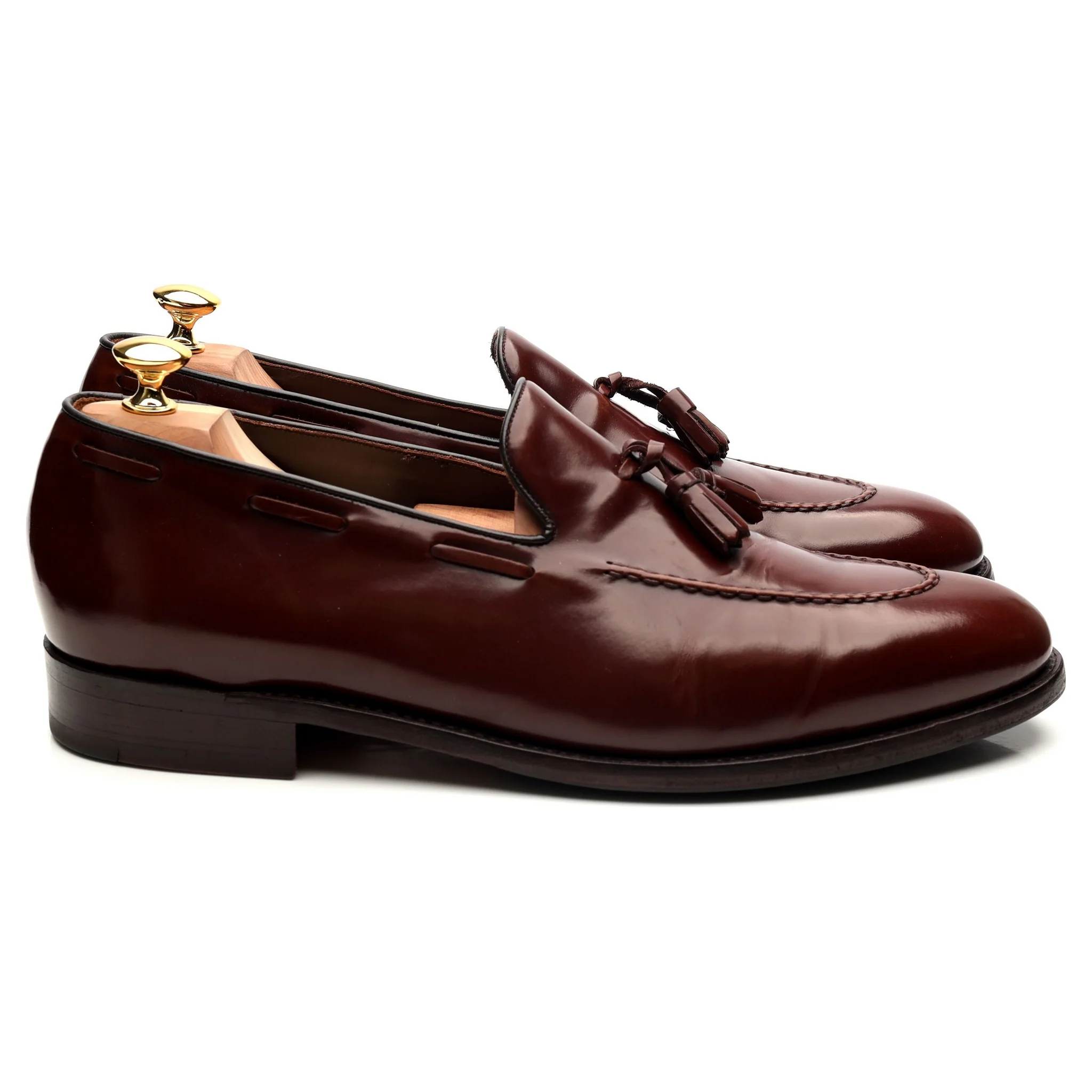 Burgundy Leather Tassel Loafers UK 11.5 - Image 6