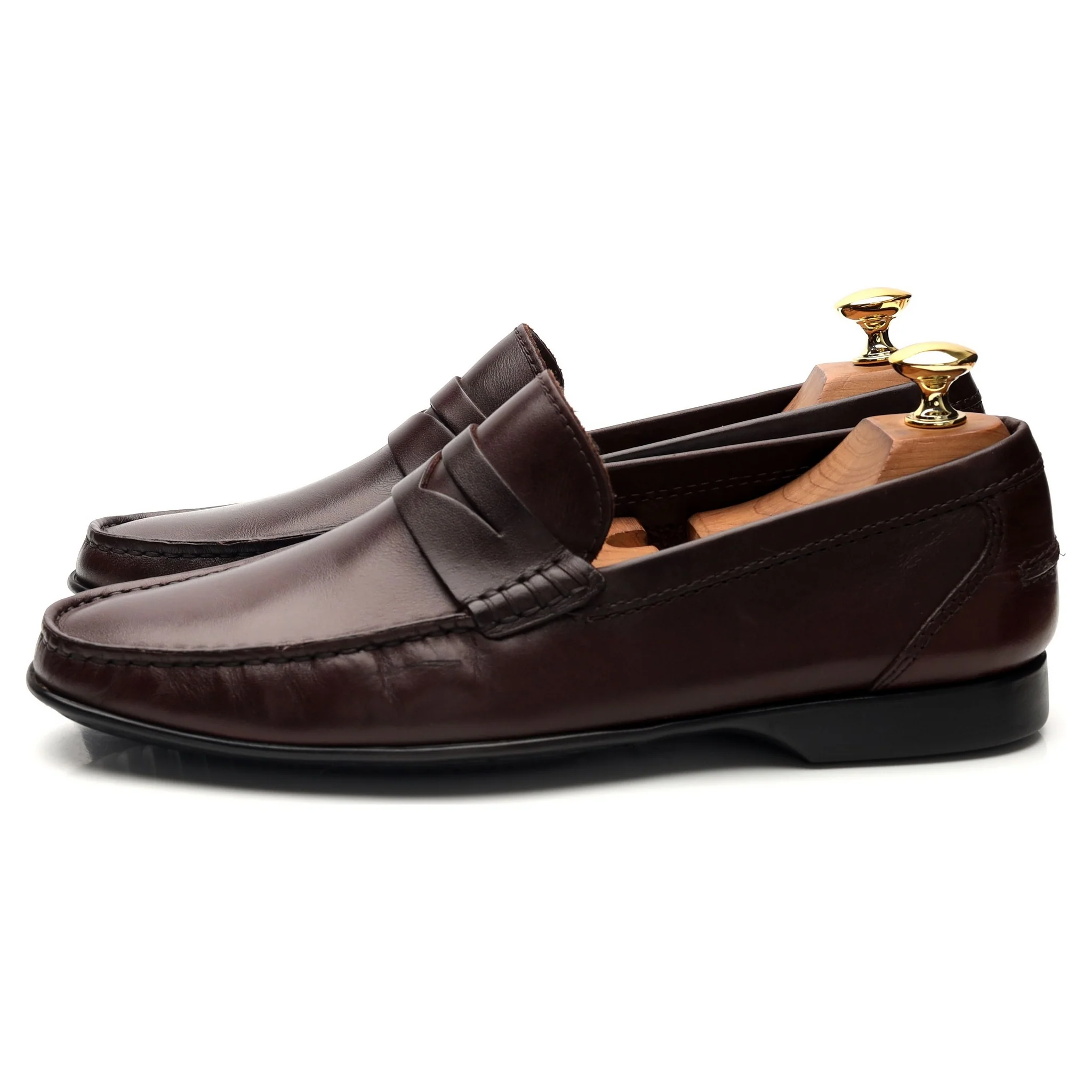 'Genoa' Dark Brown Leather Driving Loafers UK 6 E - Image 3