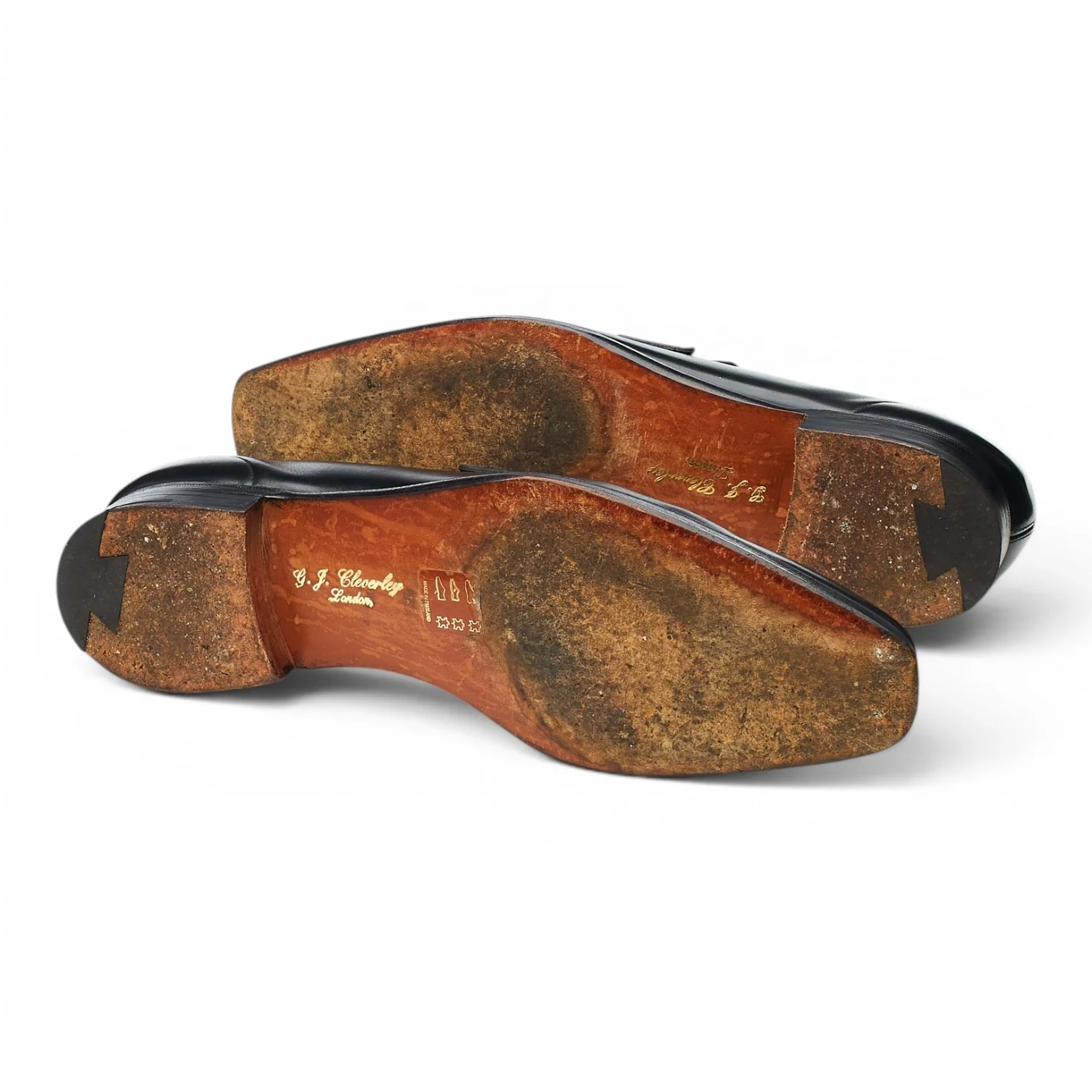 'George' Black Leather Loafers UK 7 E - Image 5