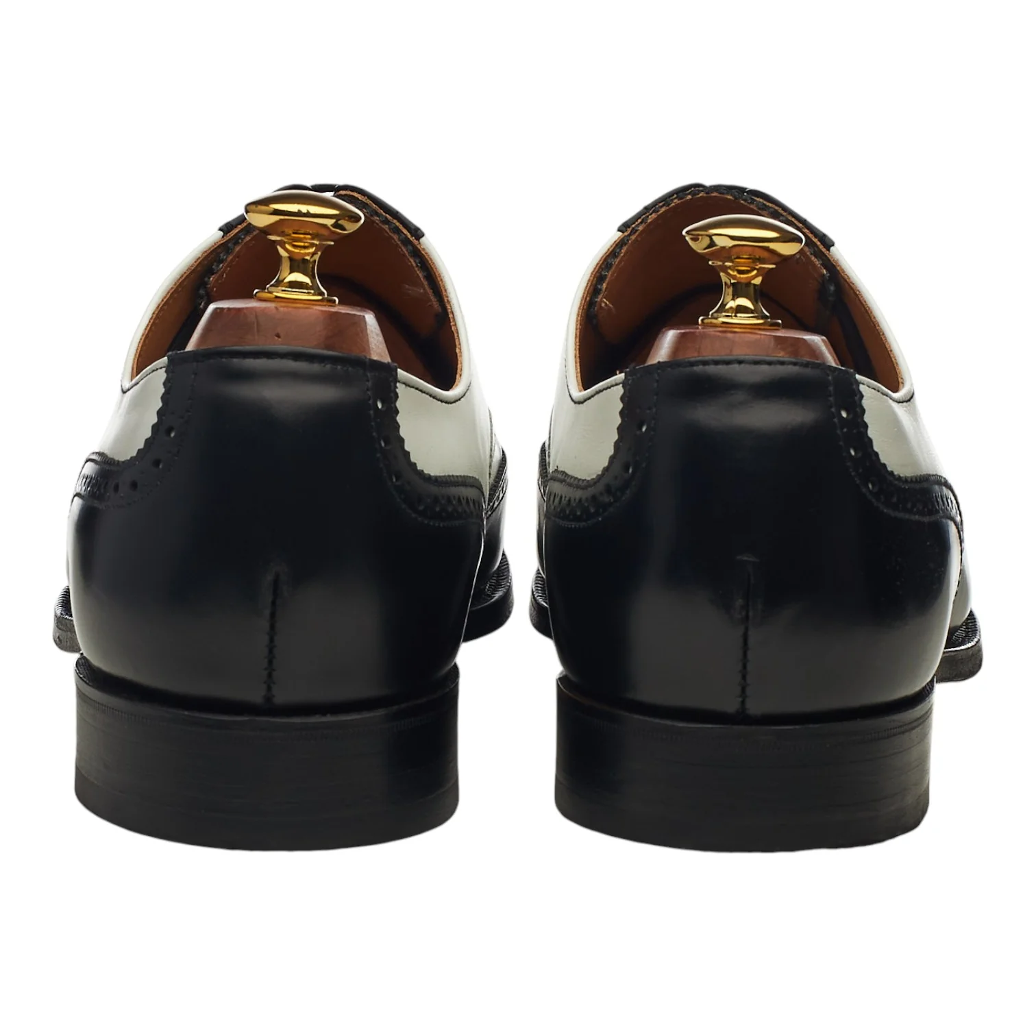 'George' Black White Leather Spectator Brogues UK 10.5 F - Image 4