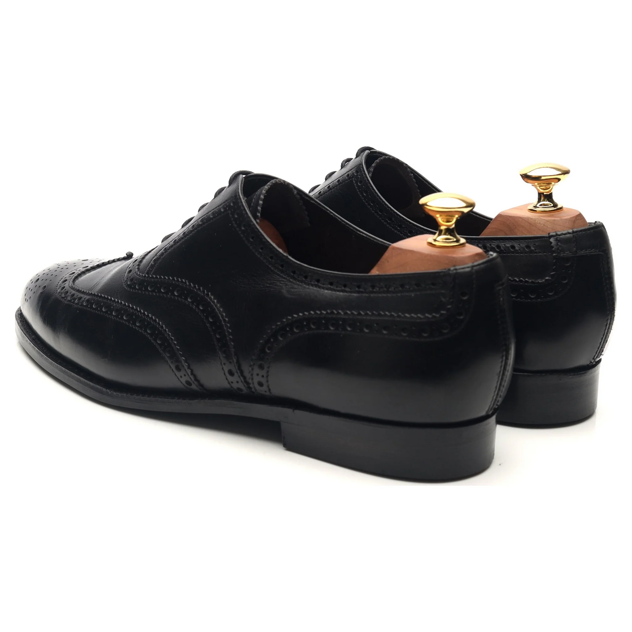 Black Leather Brogues UK 9 E - Image 3