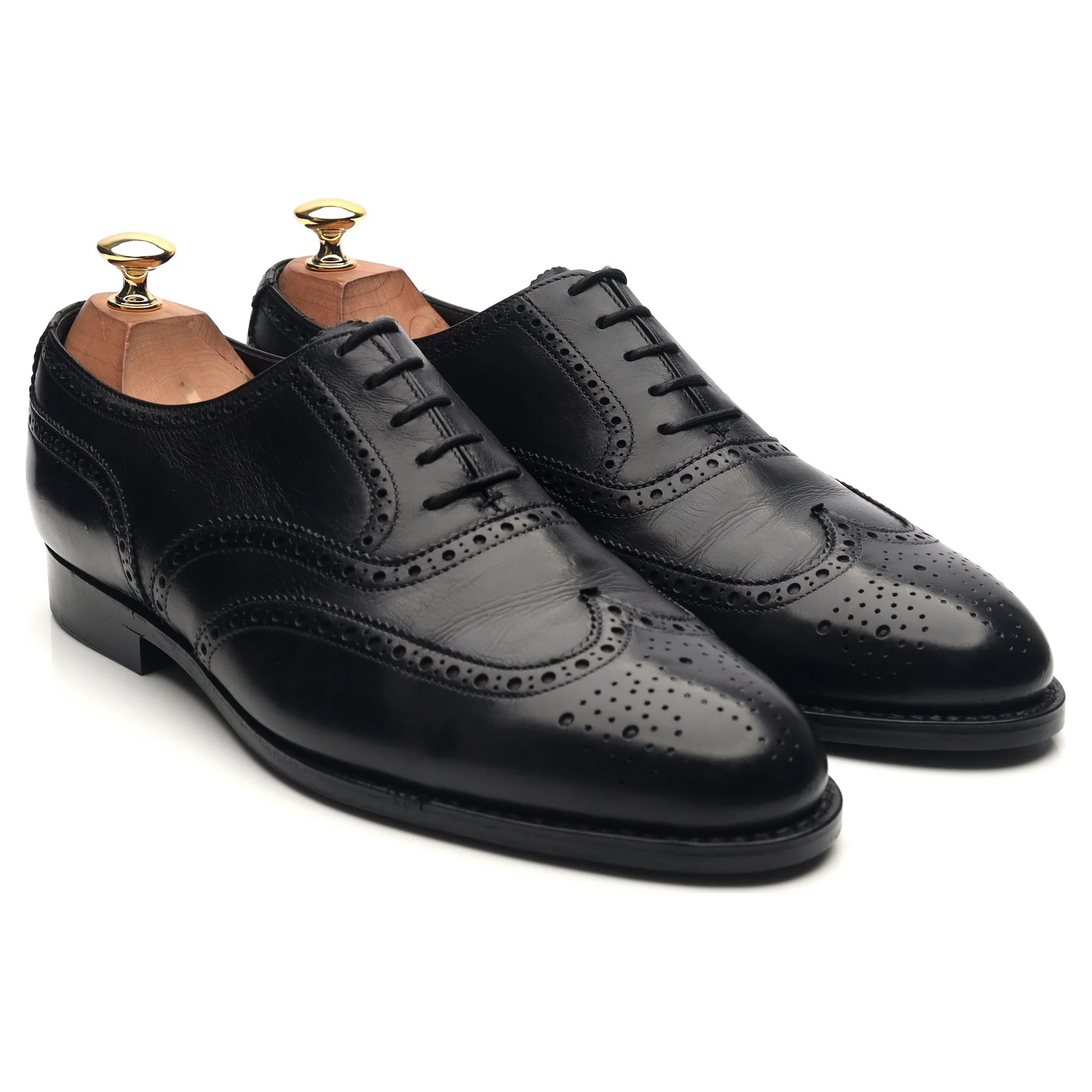 Black Leather Brogues UK 9 E - Image 7