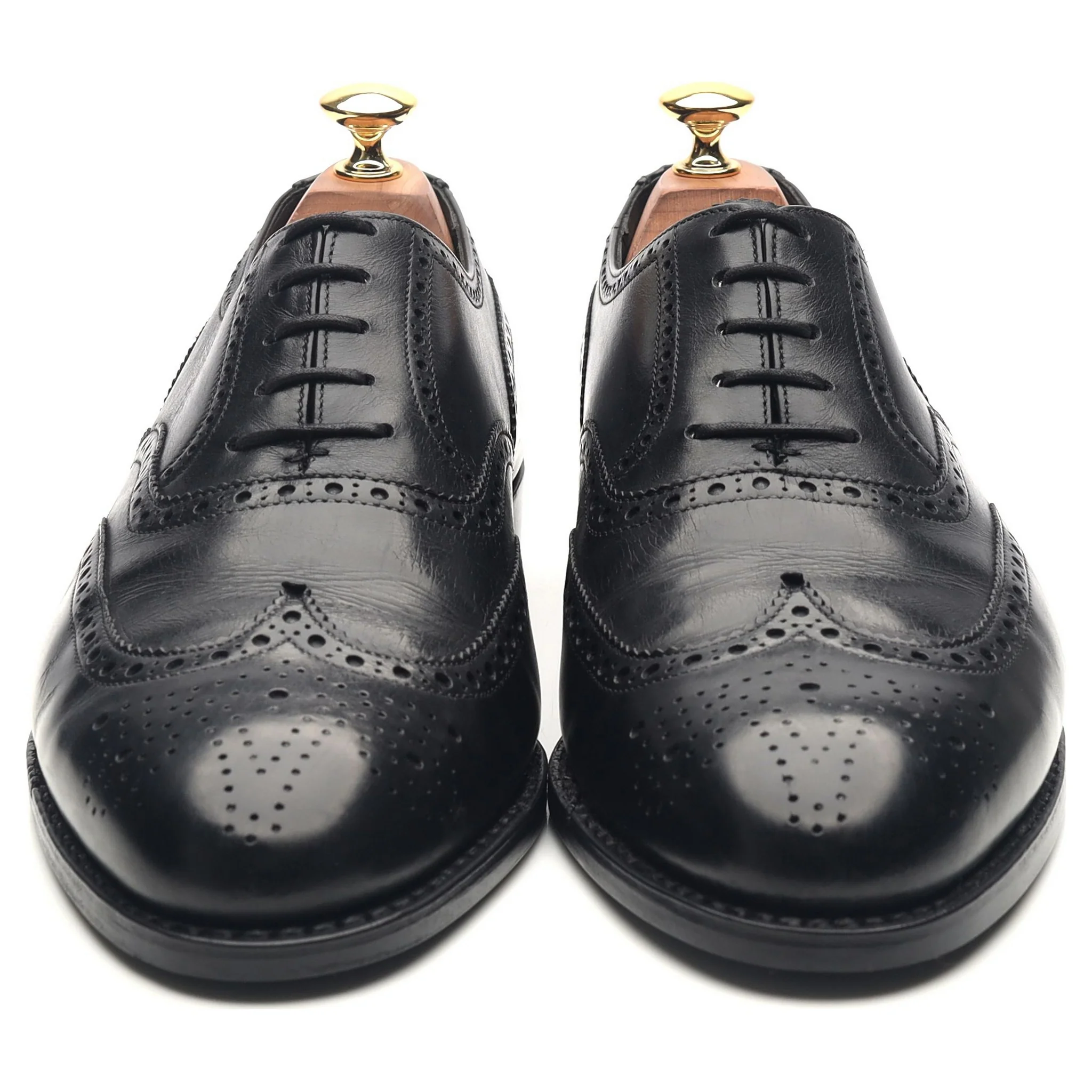 Black Leather Brogues UK 9 E - Image 8