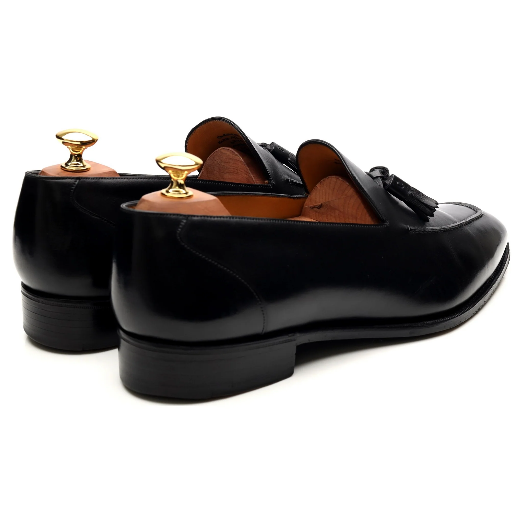 'Corniche' Black Leather Tassel Loafers UK 9.5 F - Image 5
