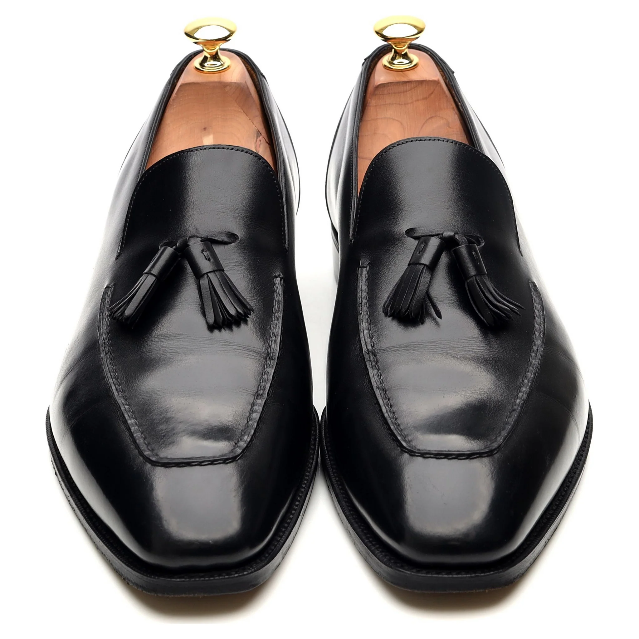 'Corniche' Black Leather Tassel Loafers UK 9.5 F - Image 9