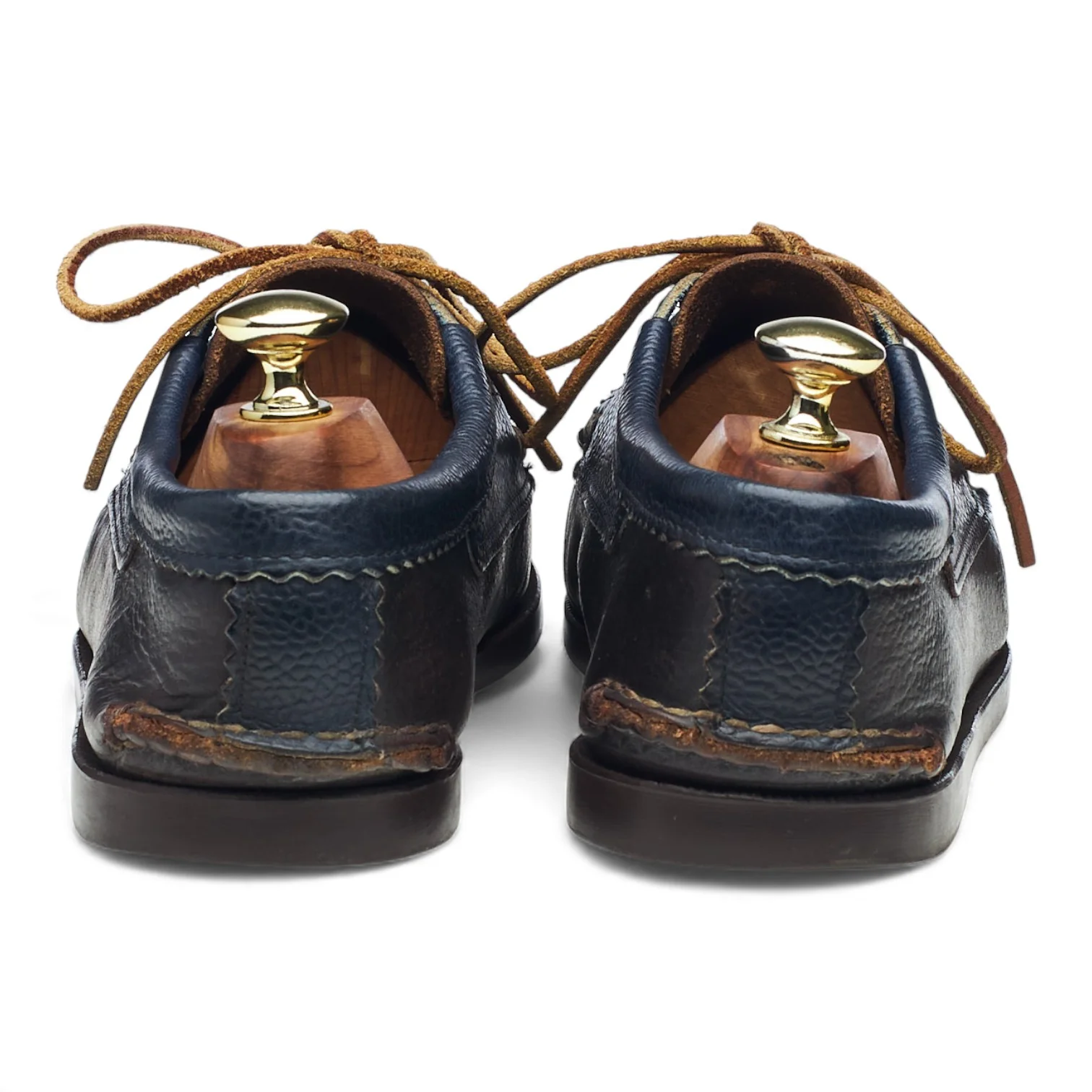 'Ghillie Moc' Dark Brown / Navy Blue Leather Boat Shoes UK 7 US 8 E - Image 4