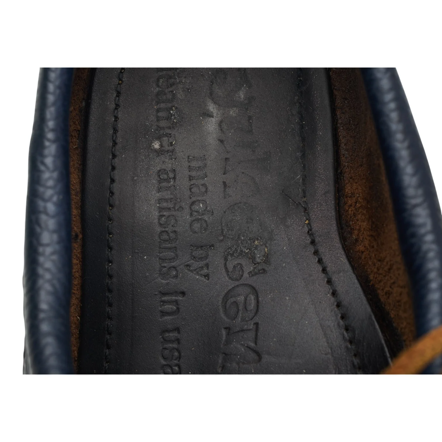 'Ghillie Moc' Dark Brown / Navy Blue Leather Boat Shoes UK 7 US 8 E - Image 6