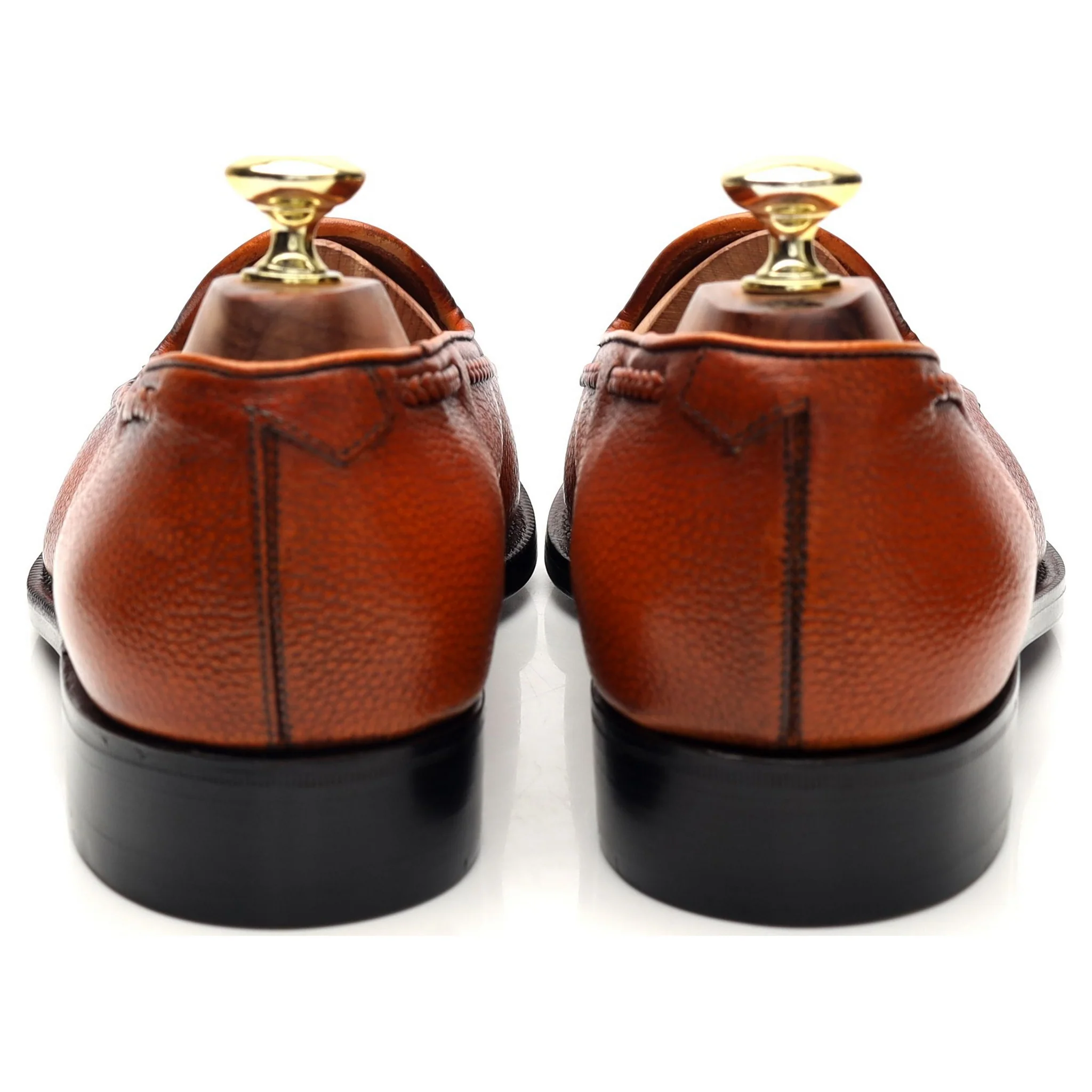 'Gillespie' Tan Brown Grain Leather Tassel Loafers UK 7 E - Image 4