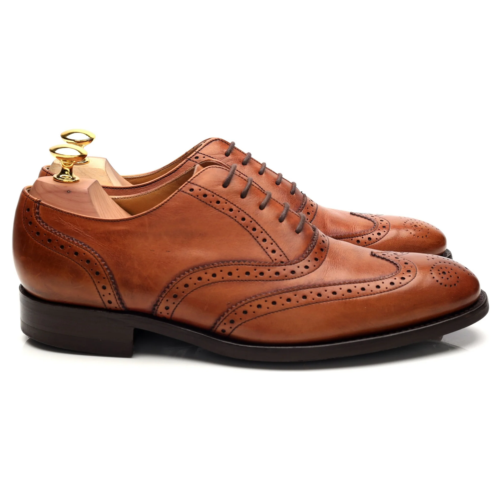 'Glasgow' Tan Brown Leather Oxford Brogues UK 7 G
