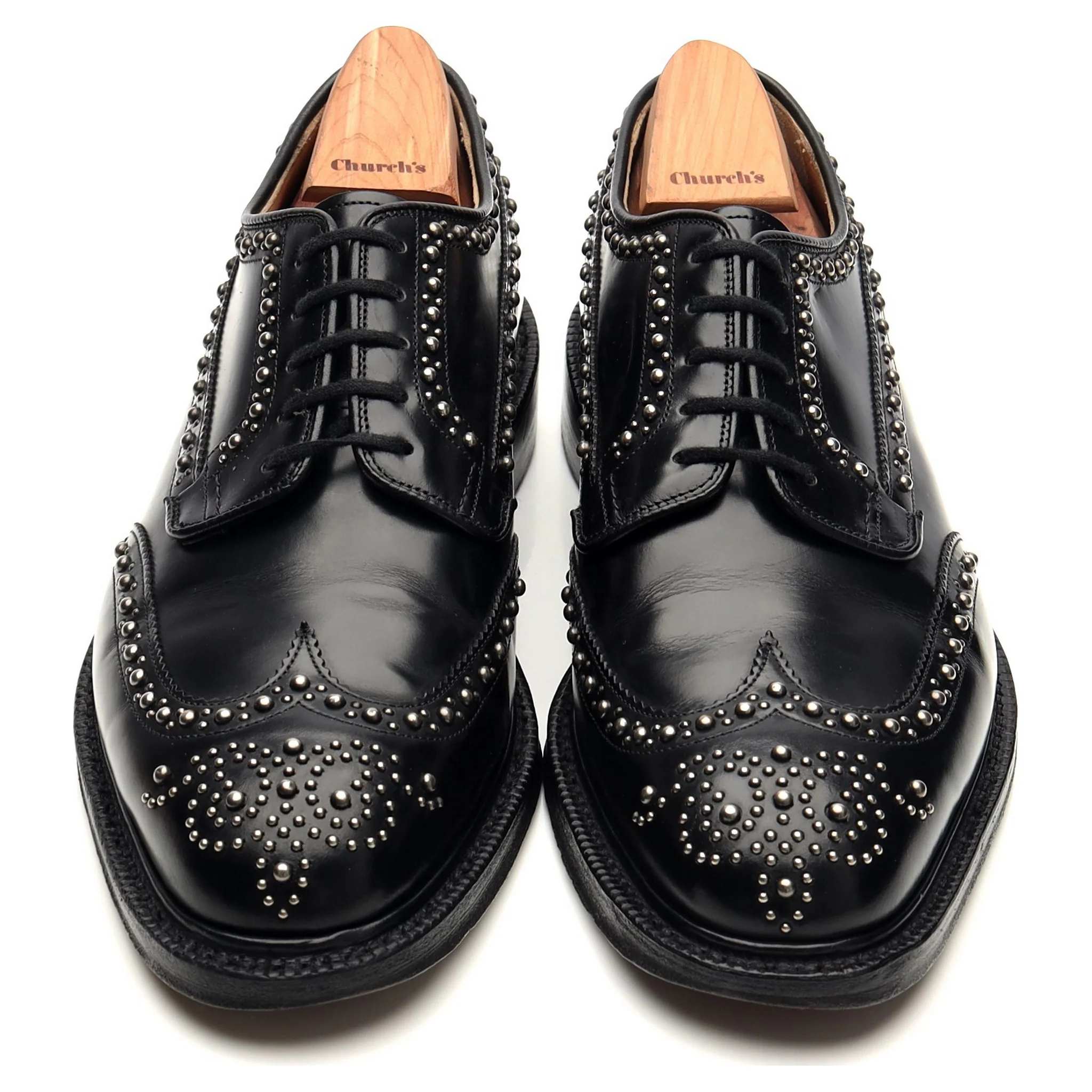 'Grafton Met' Black Leather Studded Derby Brogues UK 6 G - Image 2