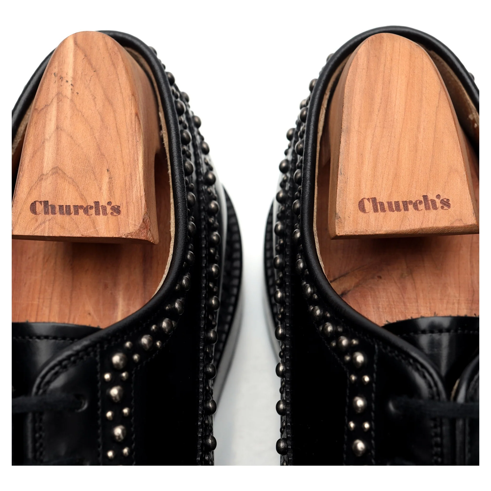 'Grafton Met' Black Leather Studded Derby Brogues UK 6 G - Image 6