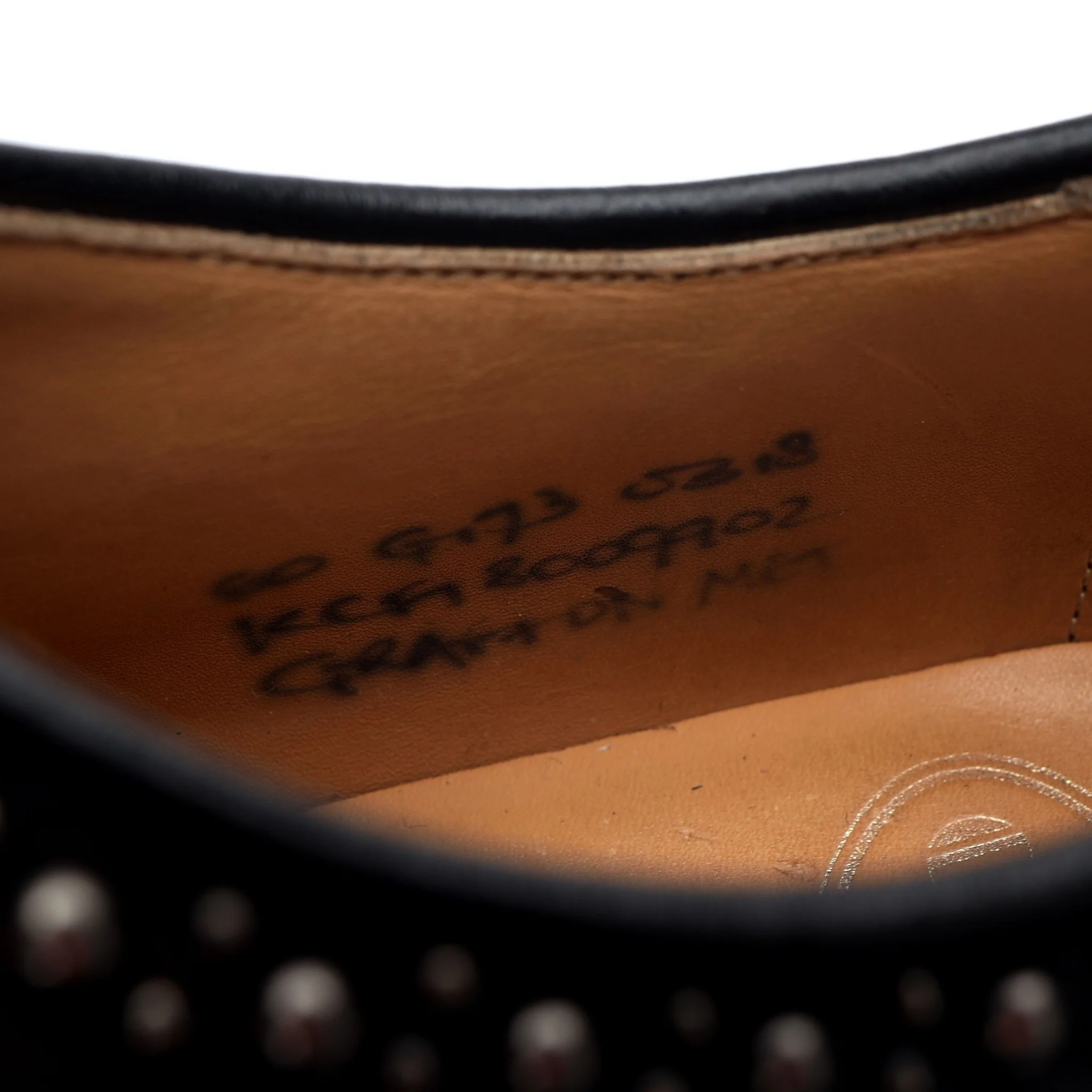 'Grafton Met' Black Leather Studded Derby Brogues UK 6 G - Image 8
