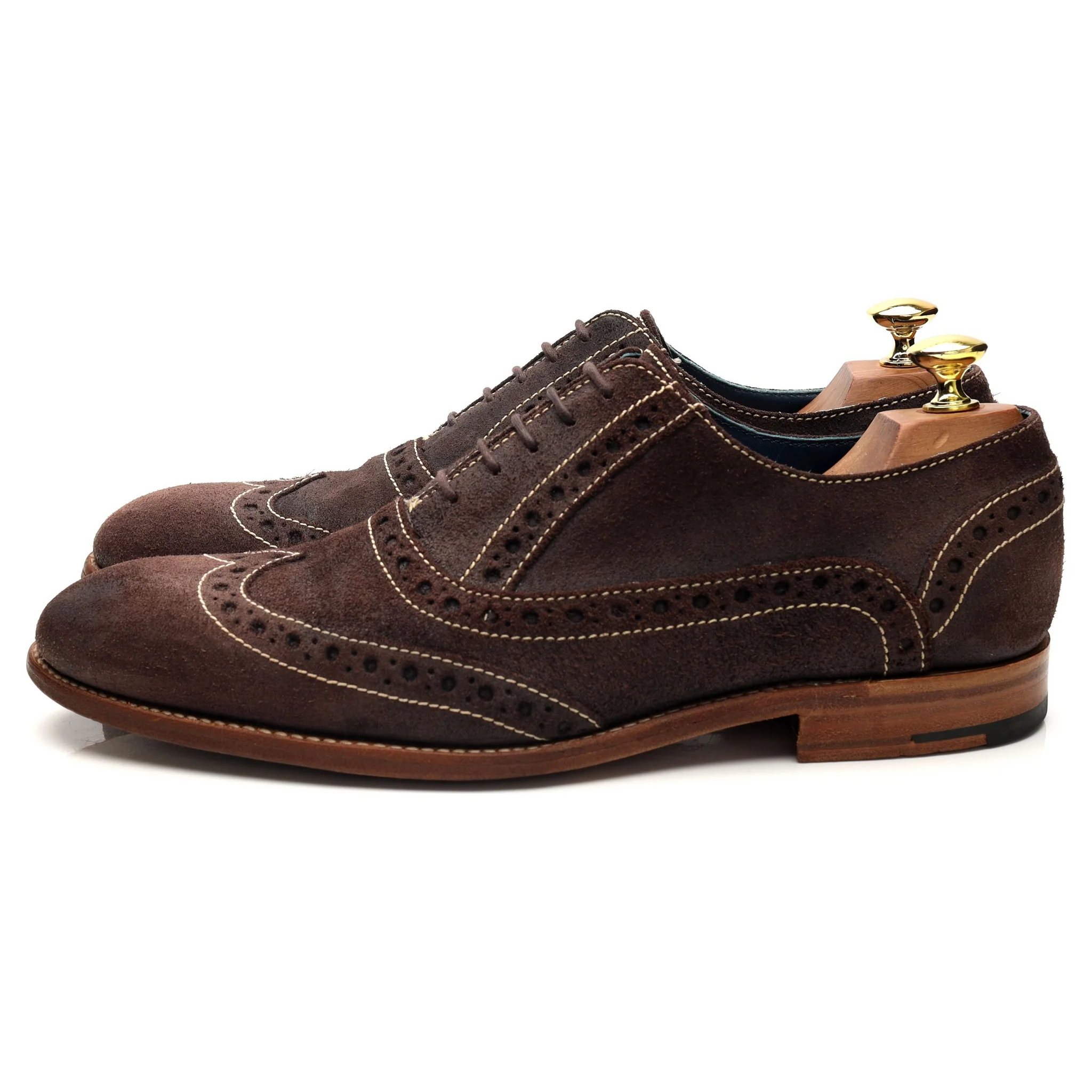 'Grant' Dark Brown Waxed Suede Brogues UK 8 F - Image 3