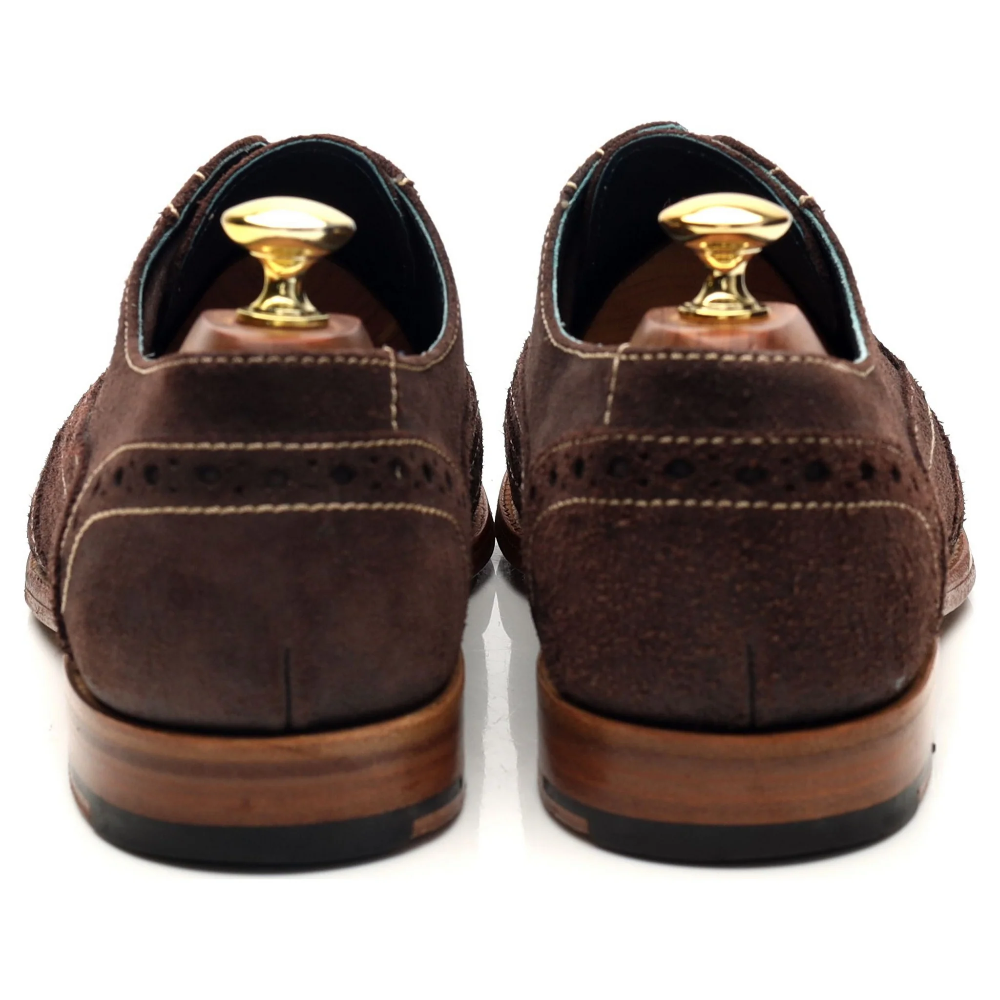 'Grant' Dark Brown Waxed Suede Brogues UK 8 F - Image 4