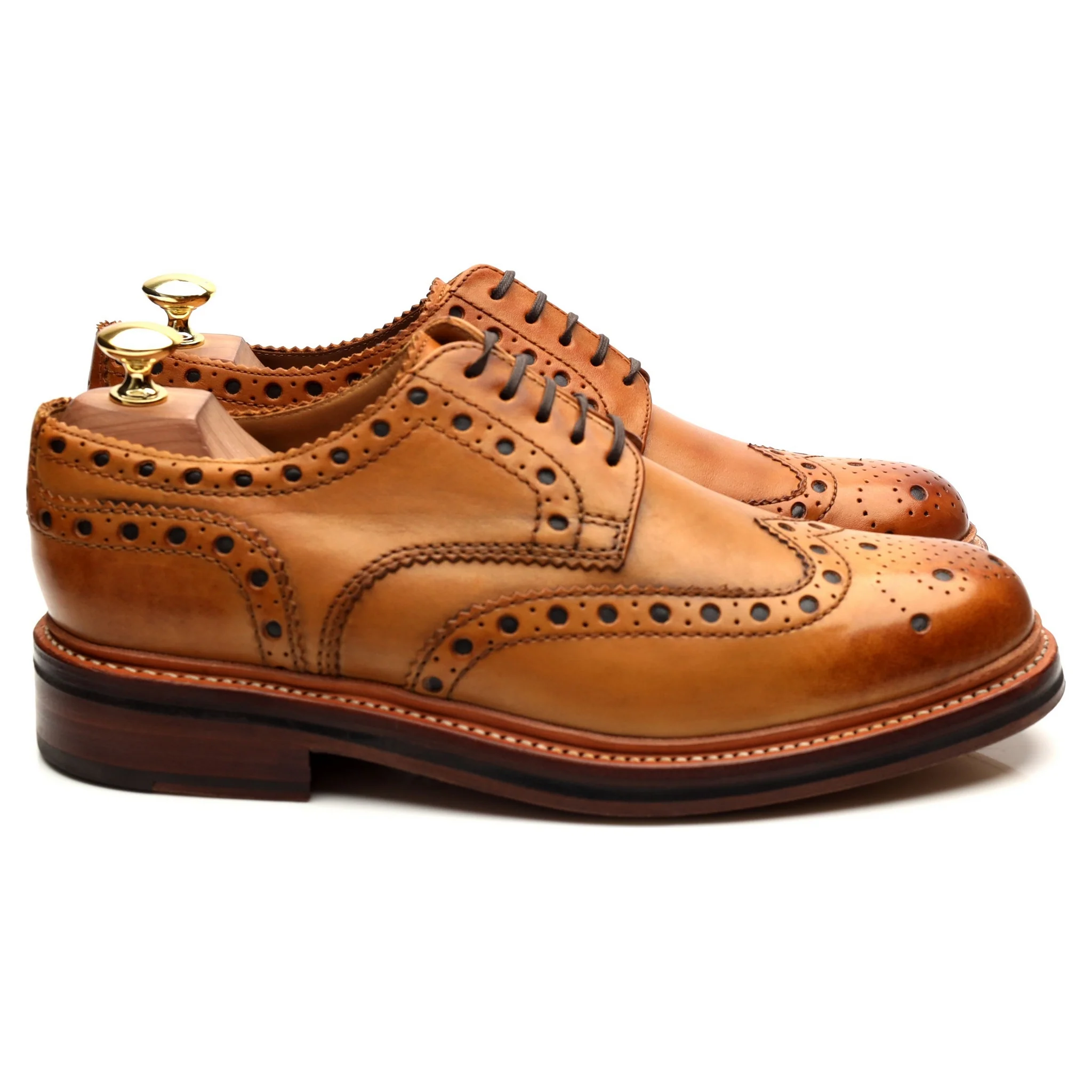 'Archie' Tan Brown Leather Derby Brogues UK 8 G - Image 6
