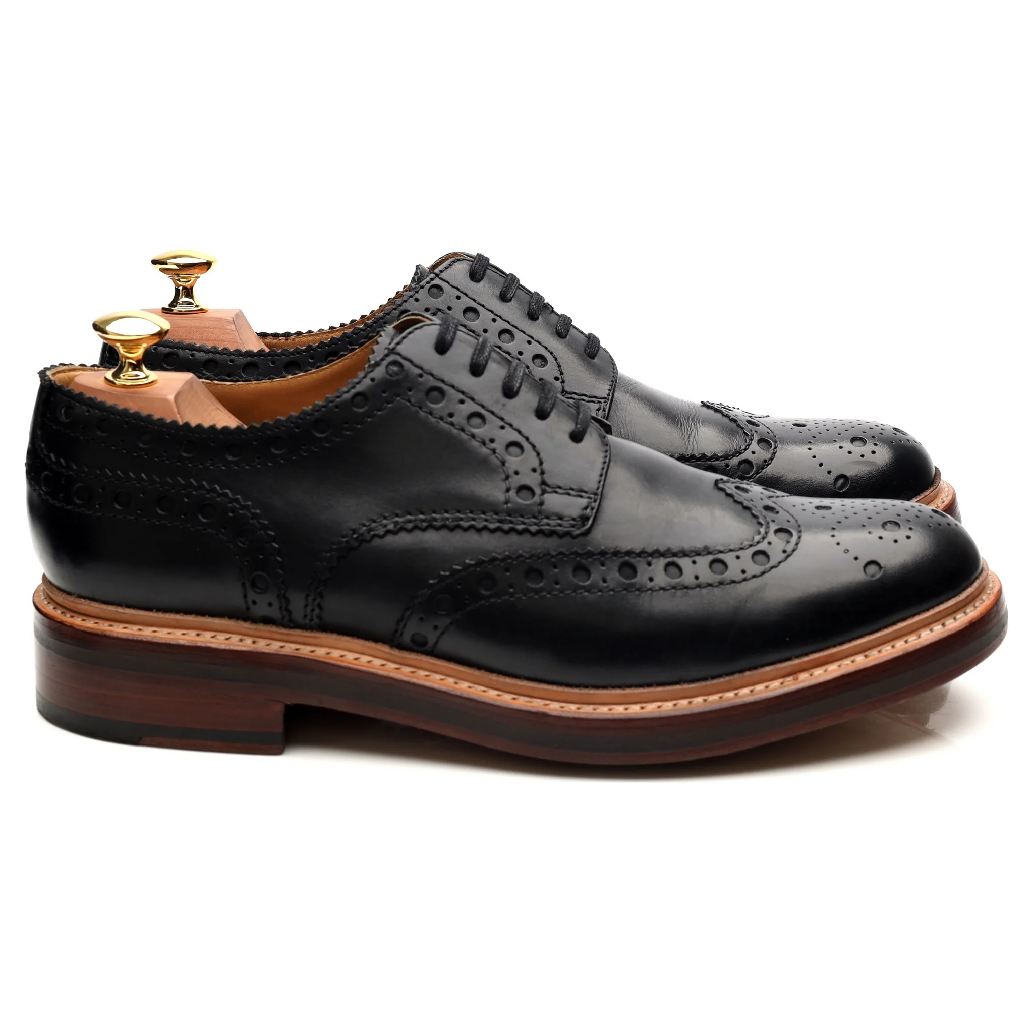 'Archie' Black Leather Derby Brogues UK 9 G - Image 6