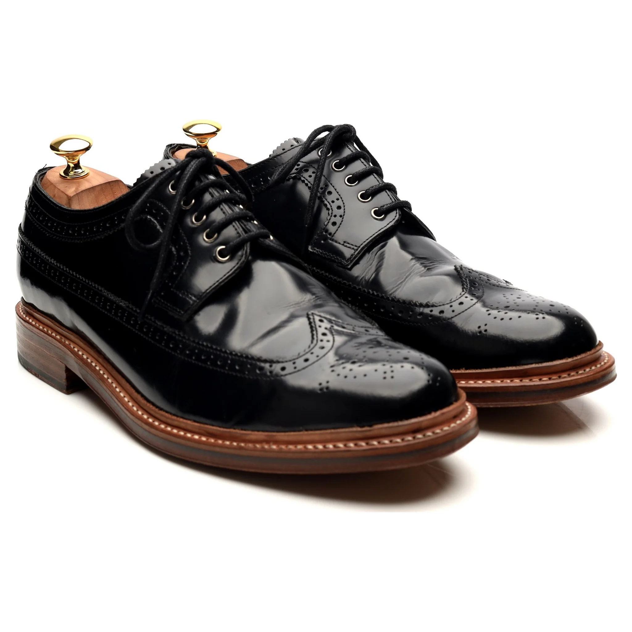 'Sid' Black Leather Derby Brogues UK 10 G - Image 7