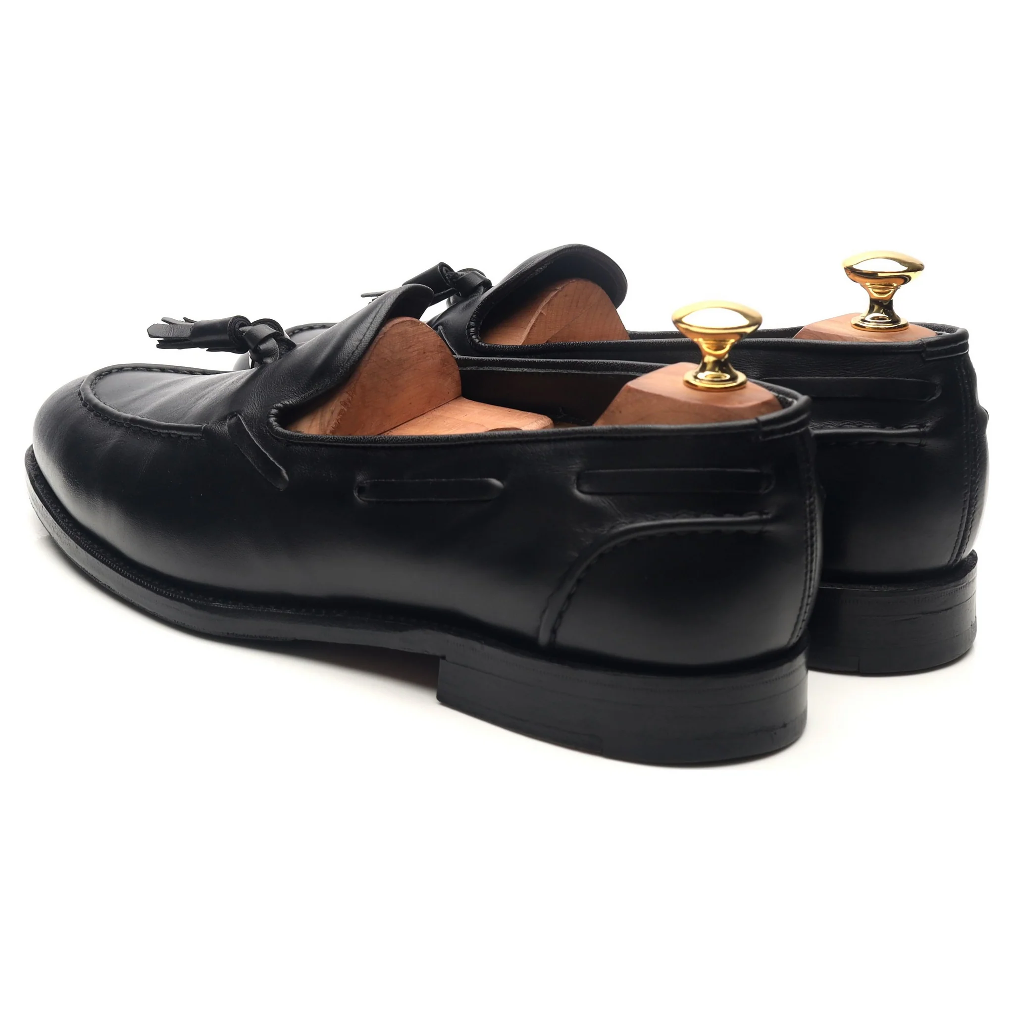 'Leadenhall' Black Leather Tassel Loafers UK 9.5 E - Image 3