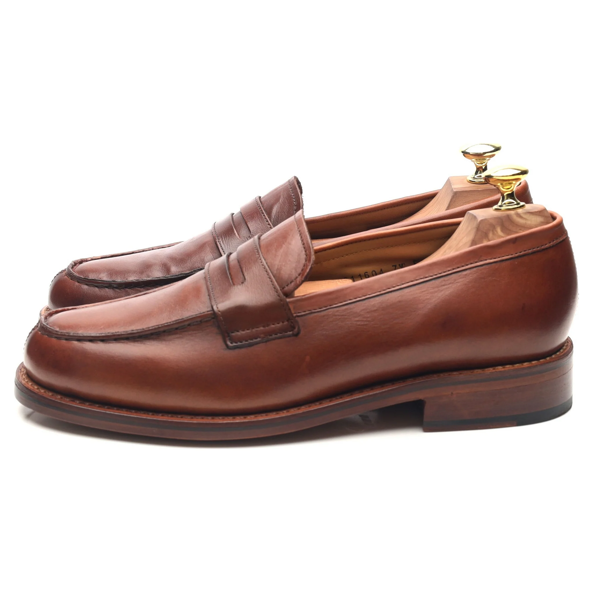 'Peter' Tan Brown Leather Loafers UK 7.5 E - Image 2