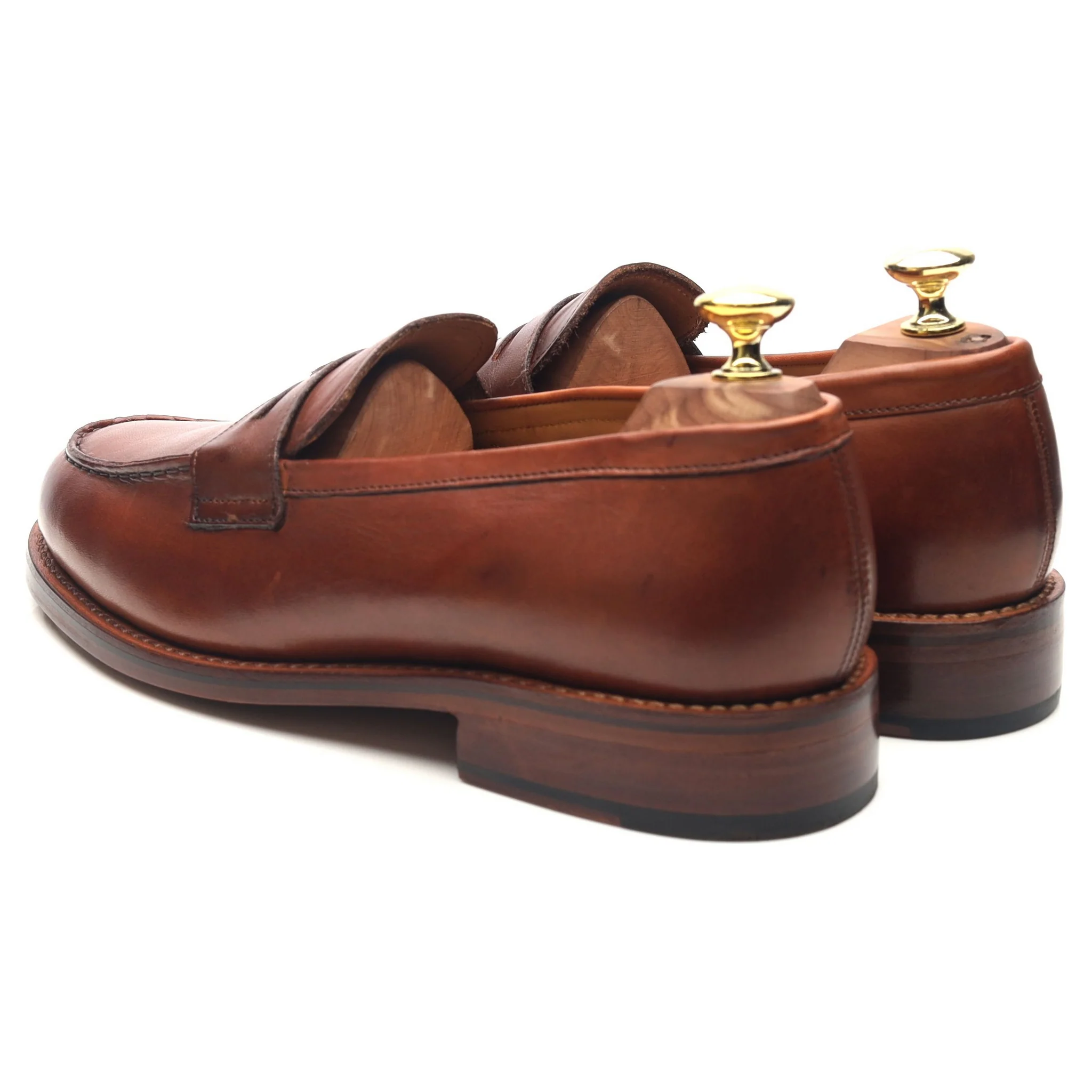'Peter' Tan Brown Leather Loafers UK 7.5 E - Image 3