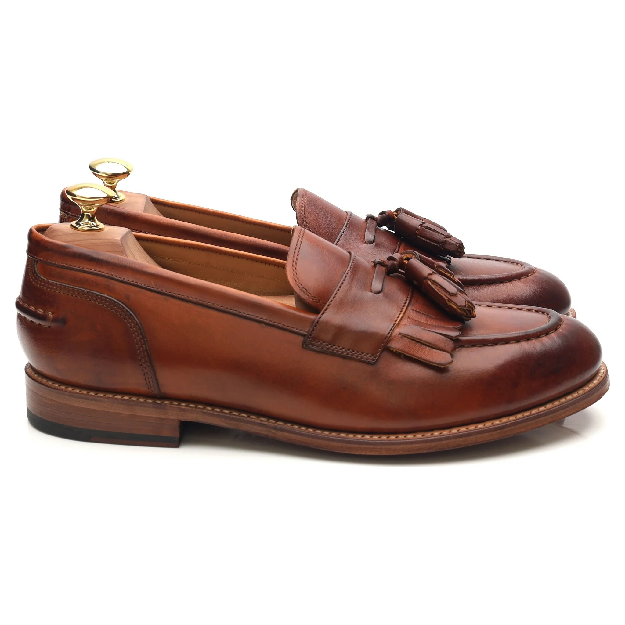 'Mackenzie' Tan Brown Leather Tassel Loafers UK 8.5 E - Image 6