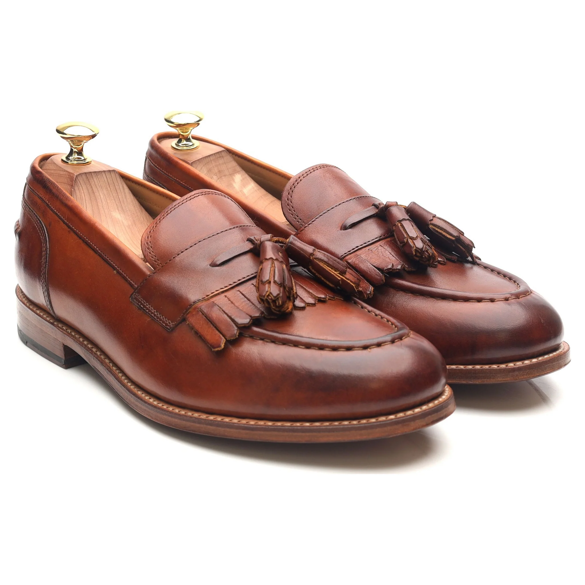 'Mackenzie' Tan Brown Leather Tassel Loafers UK 8.5 E - Image 7
