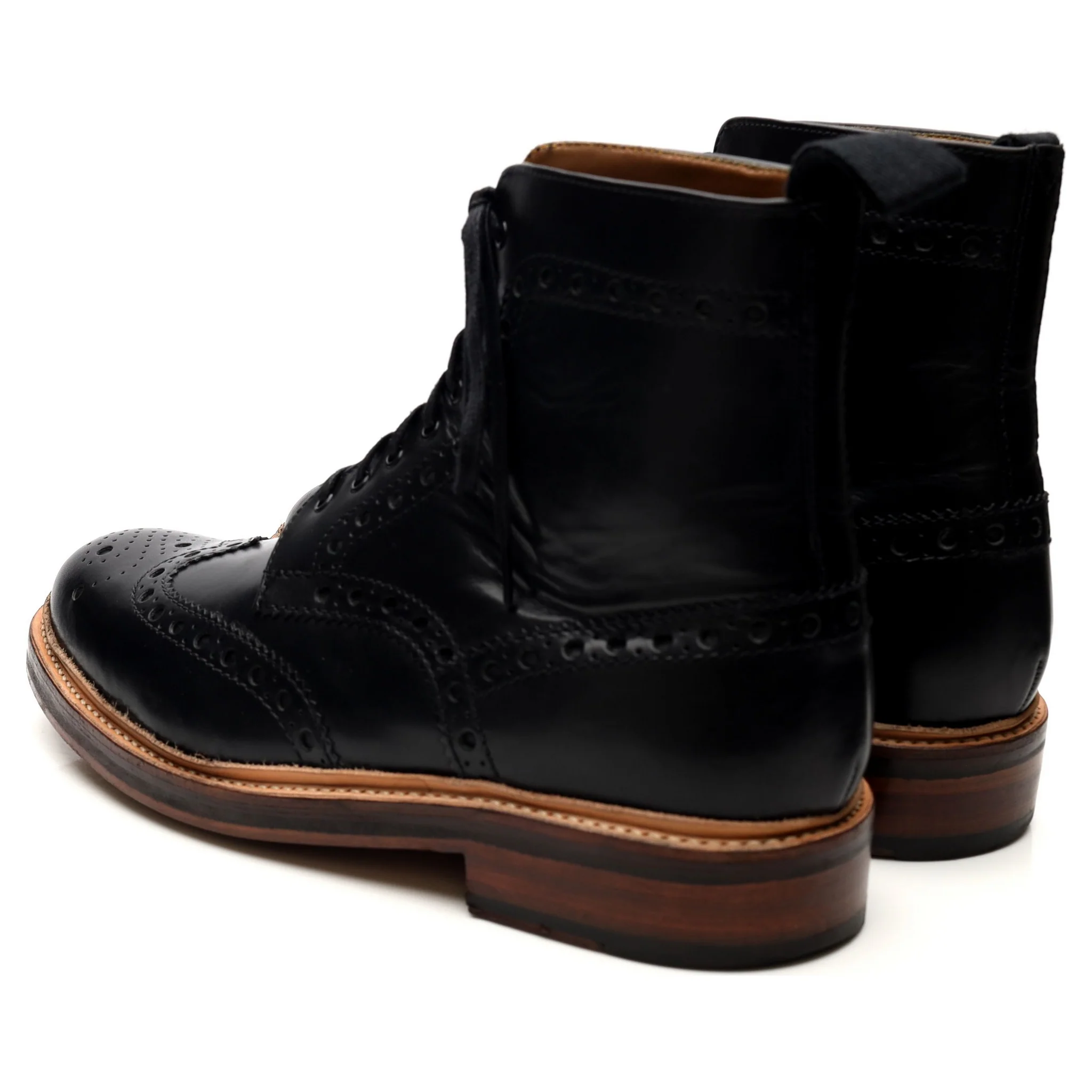'Fred' Black Leather Brogue Boots UK 9.5 G - Image 3