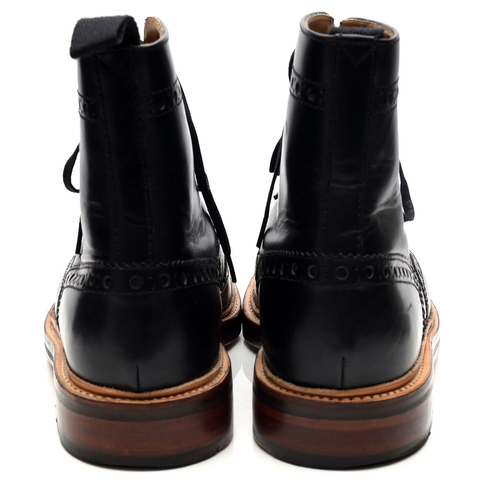 'Fred' Black Leather Brogue Boots UK 9.5 G - Image 4