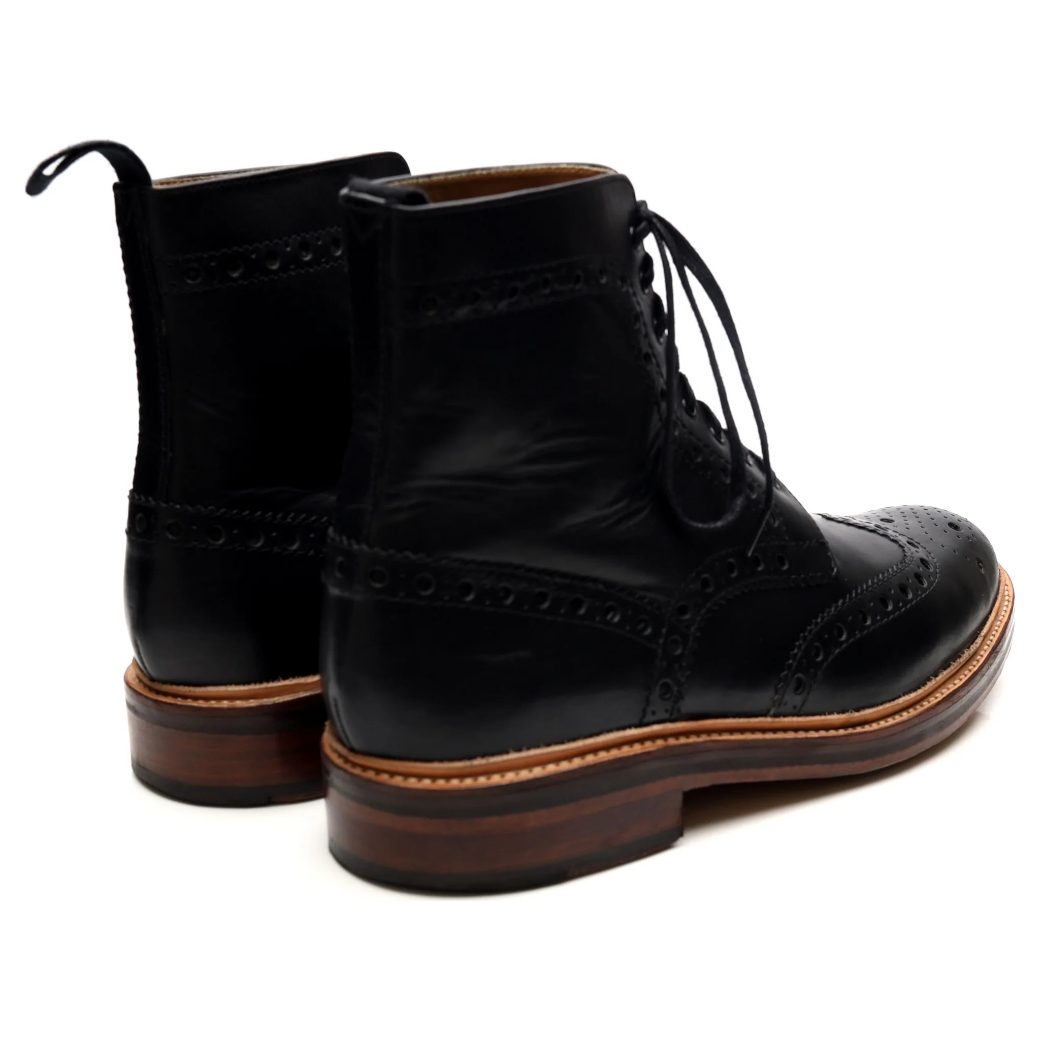 'Fred' Black Leather Brogue Boots UK 9.5 G - Image 5