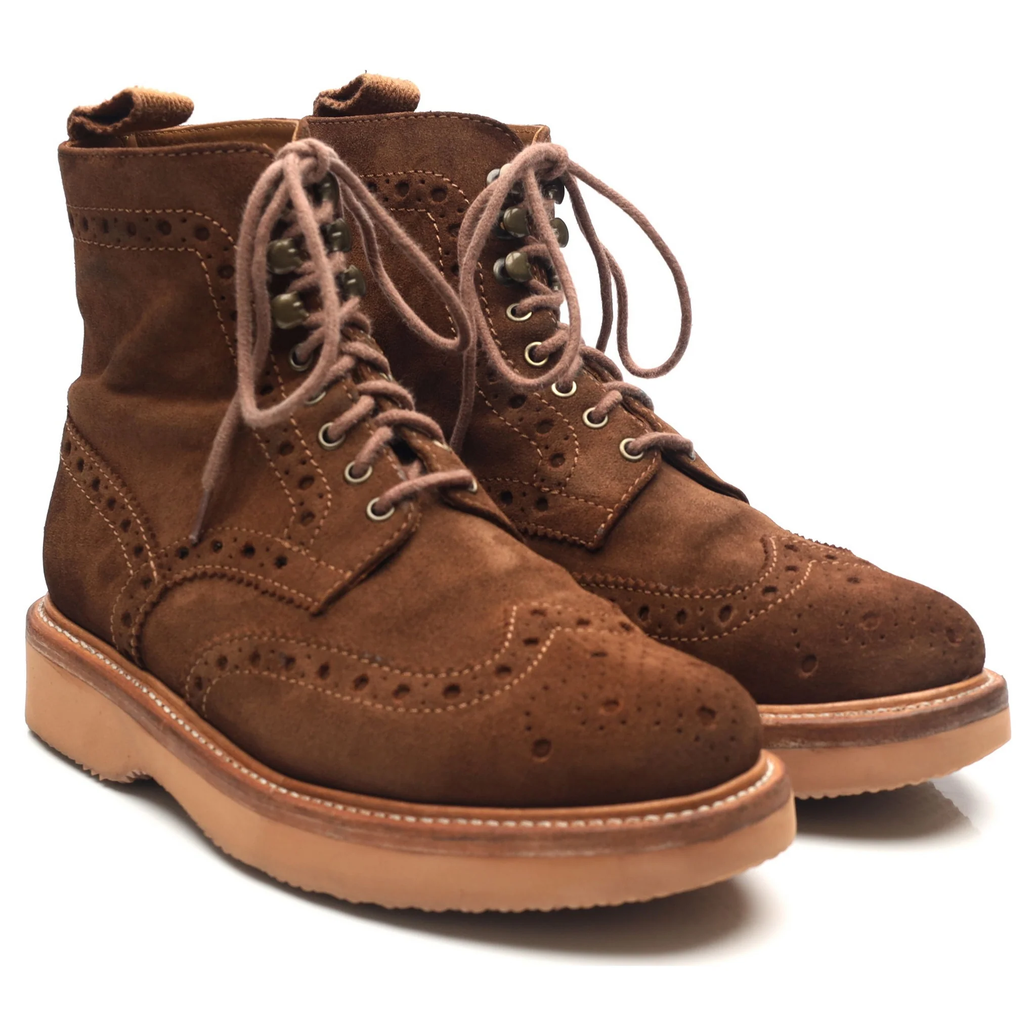 'Fred' Brown Suede Brogue Boots UK 8 G - Image 7